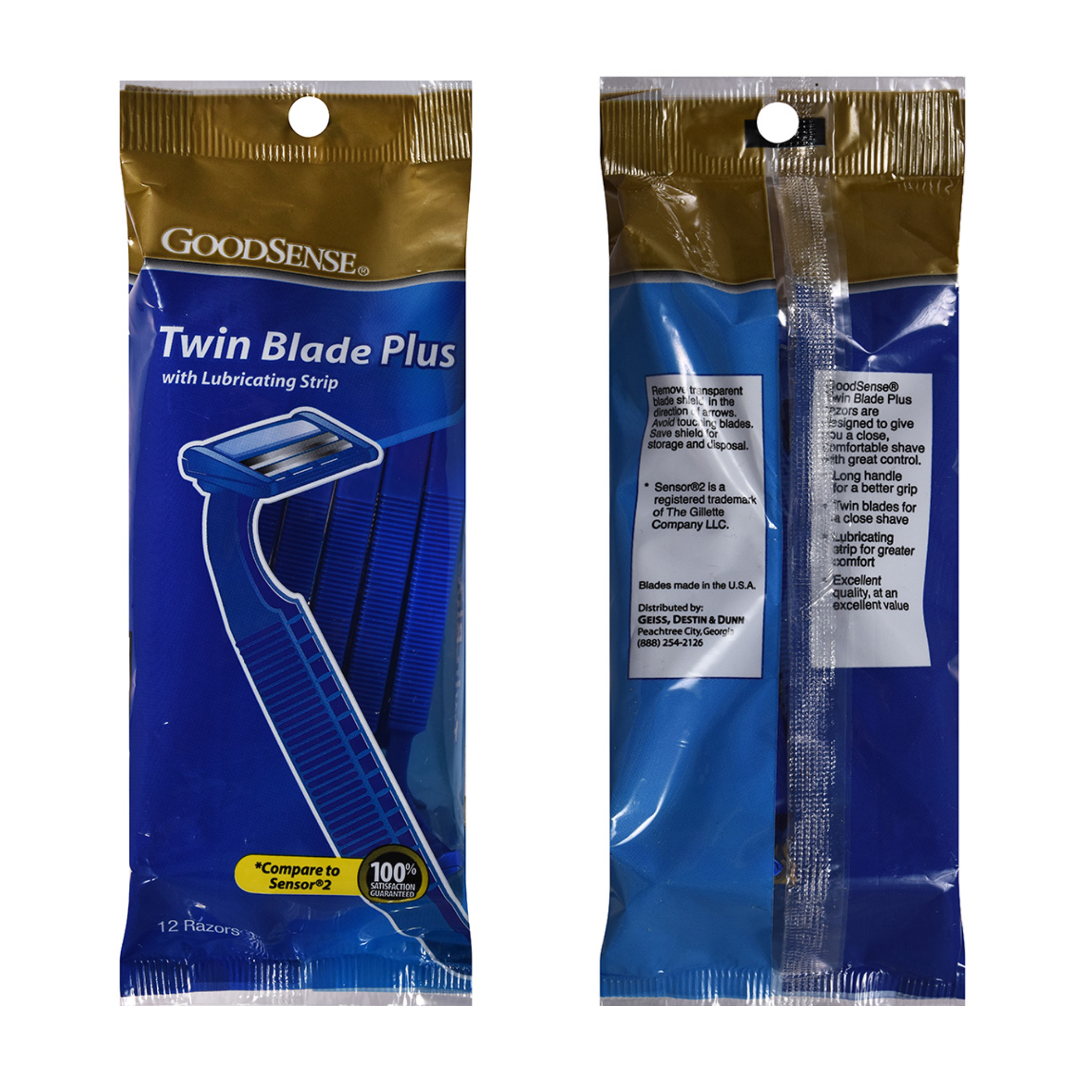 Twin Blade Plus Disposable Razors with Lubricating Strip, 12 Count, Smooth and Precise Shaving