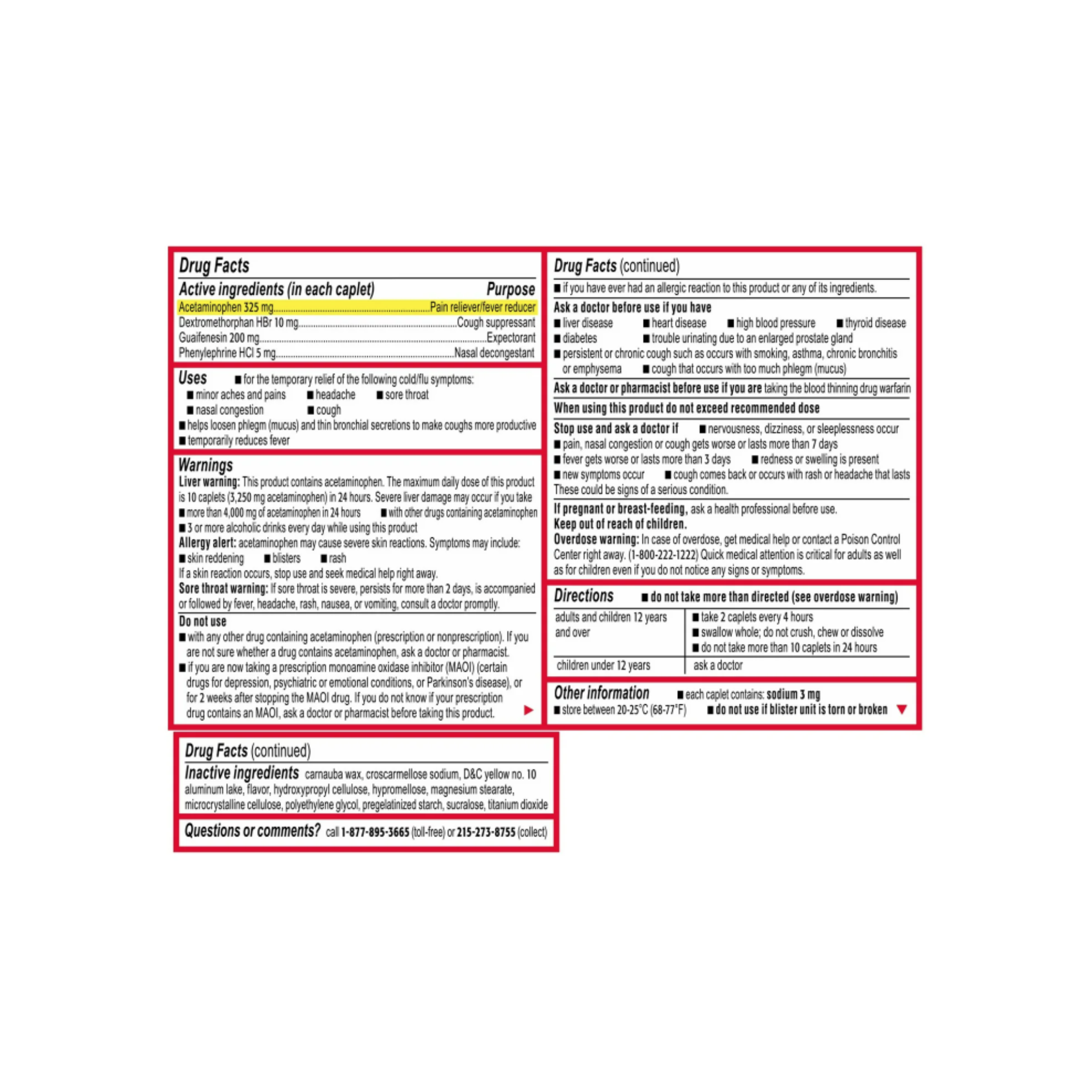 Tylenol Cold + Flu Severe Caplets for Multi-Symptom Relief, 24 Ct.
