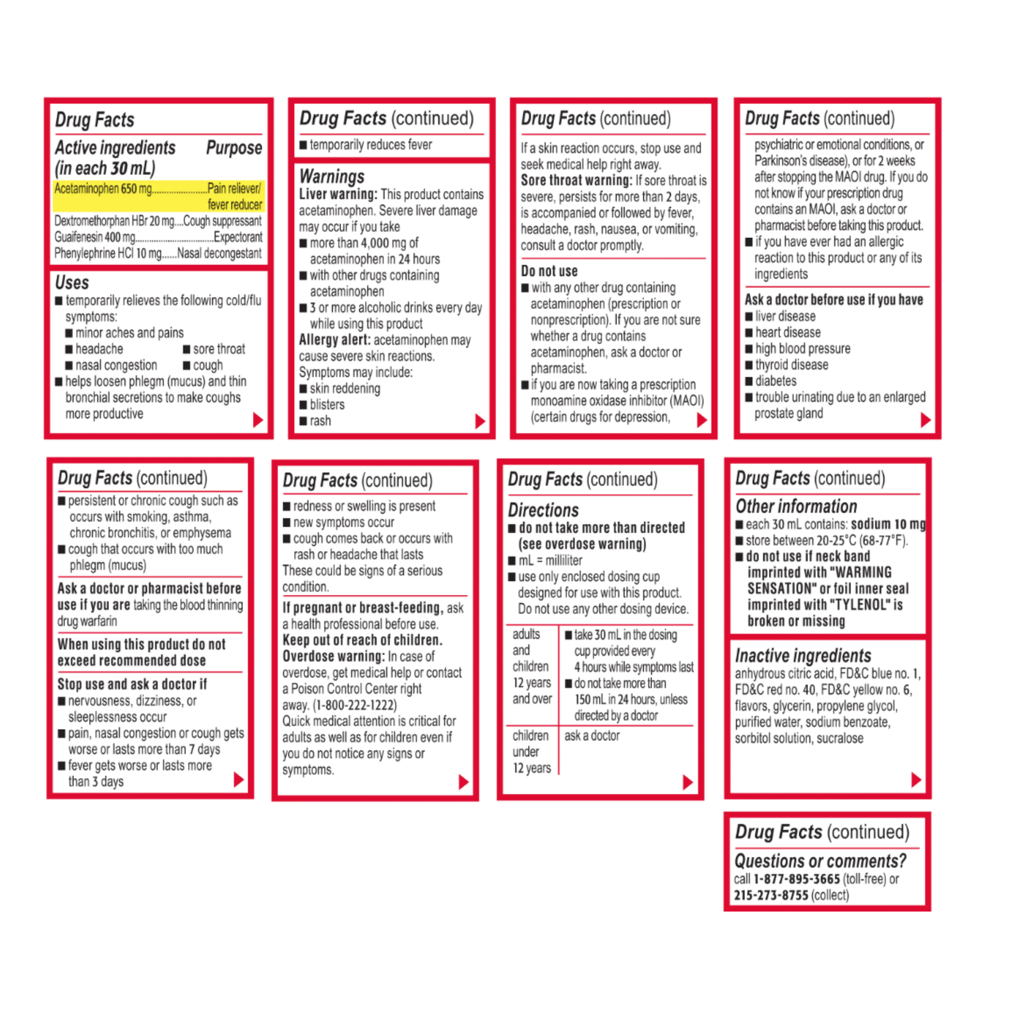 Tylenol Cold + Flu Severe Medicine w/Acetaminophen, DextromethorphanHBr, Guaifenesin, PhenylephrineHCI, Liquid Daytime Cold/Fever & Chest Congestion Relief, Warming Honey Lemon, 8 Fl. Oz