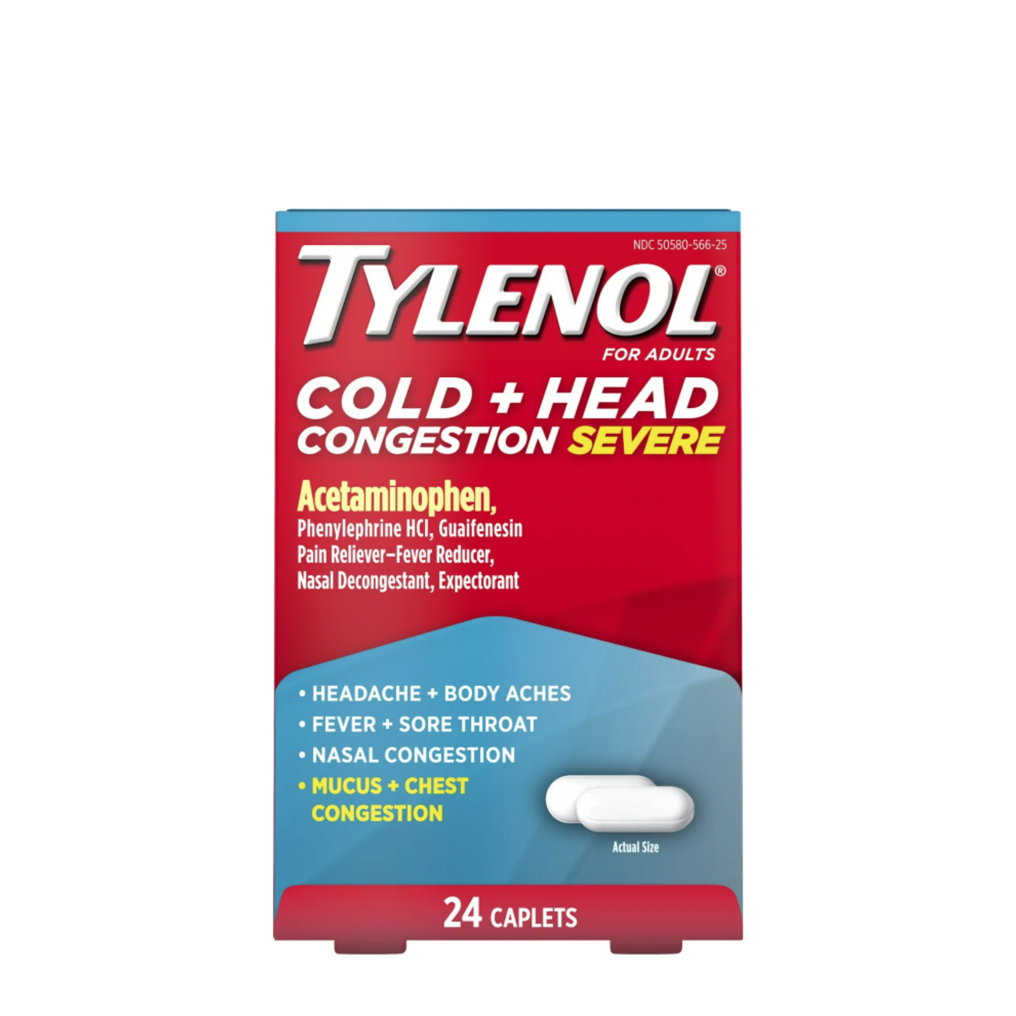 Tylenol Cold + Head Congestion Severe Medicine Caplets, 24 Ct.