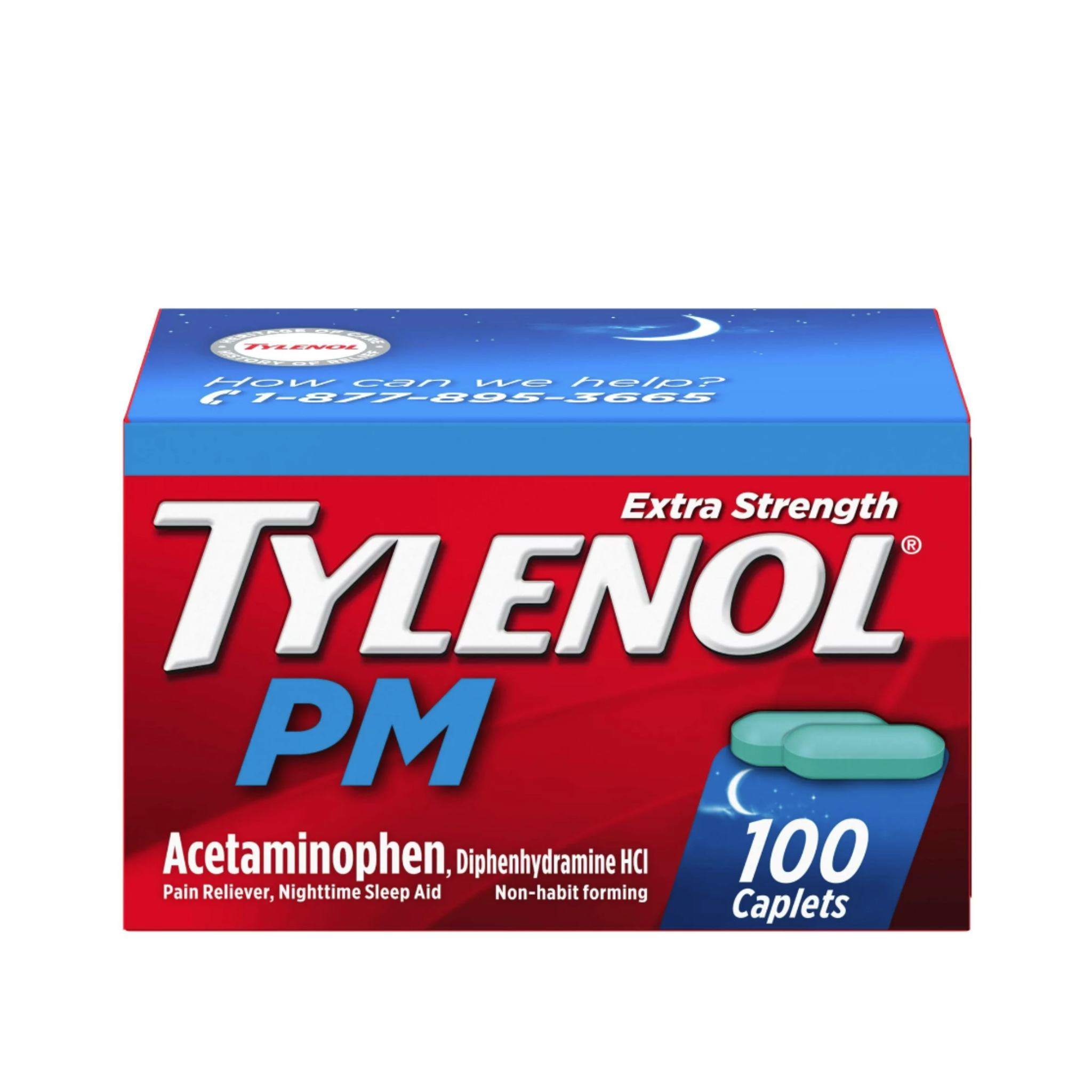 Tylenol PM Extra Strength Pain Reliever & Sleep Aid Caplets, 100 Ct