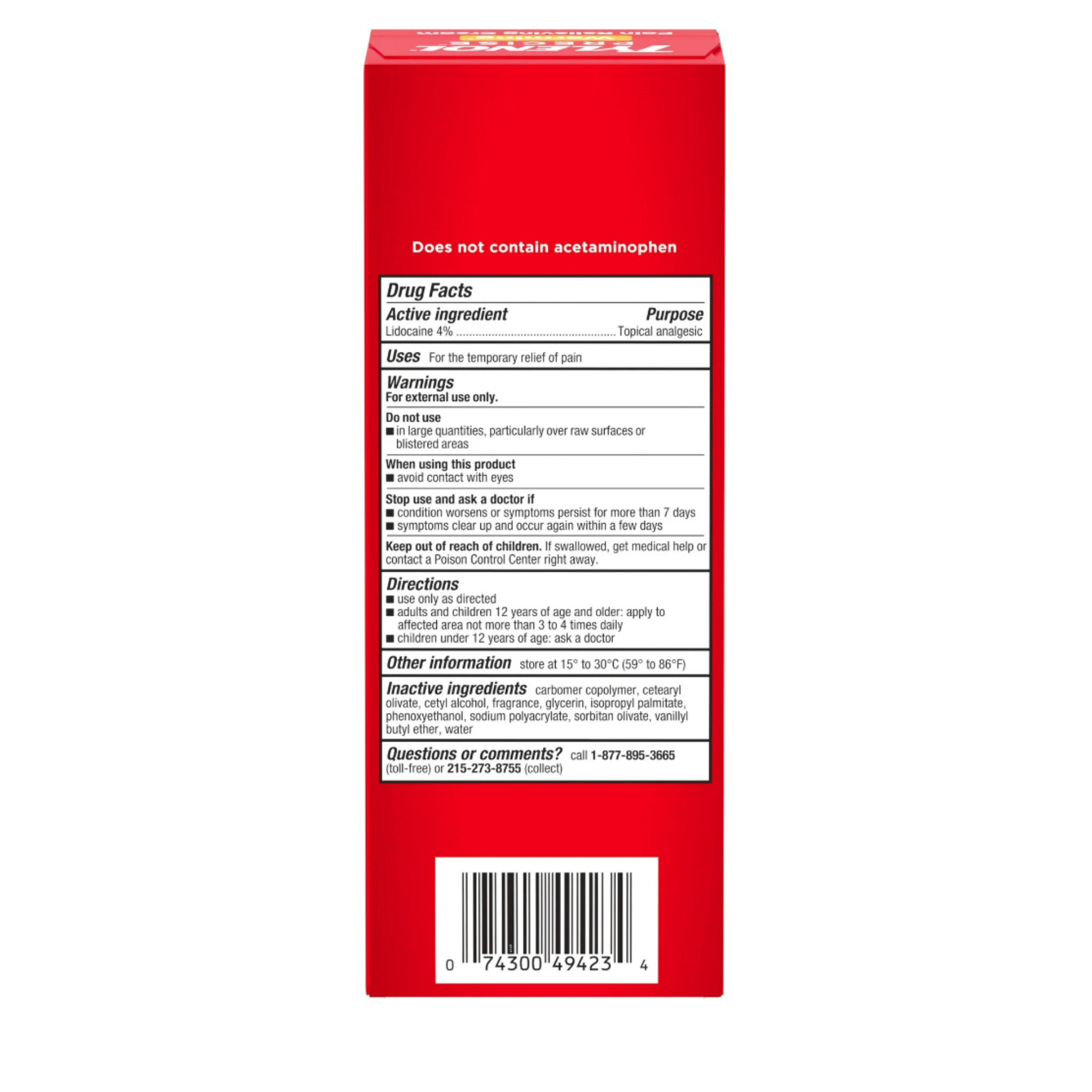 Tylenol Precise Warming Pain Relief Lidocaine Cream, Light Scent, 4 oz