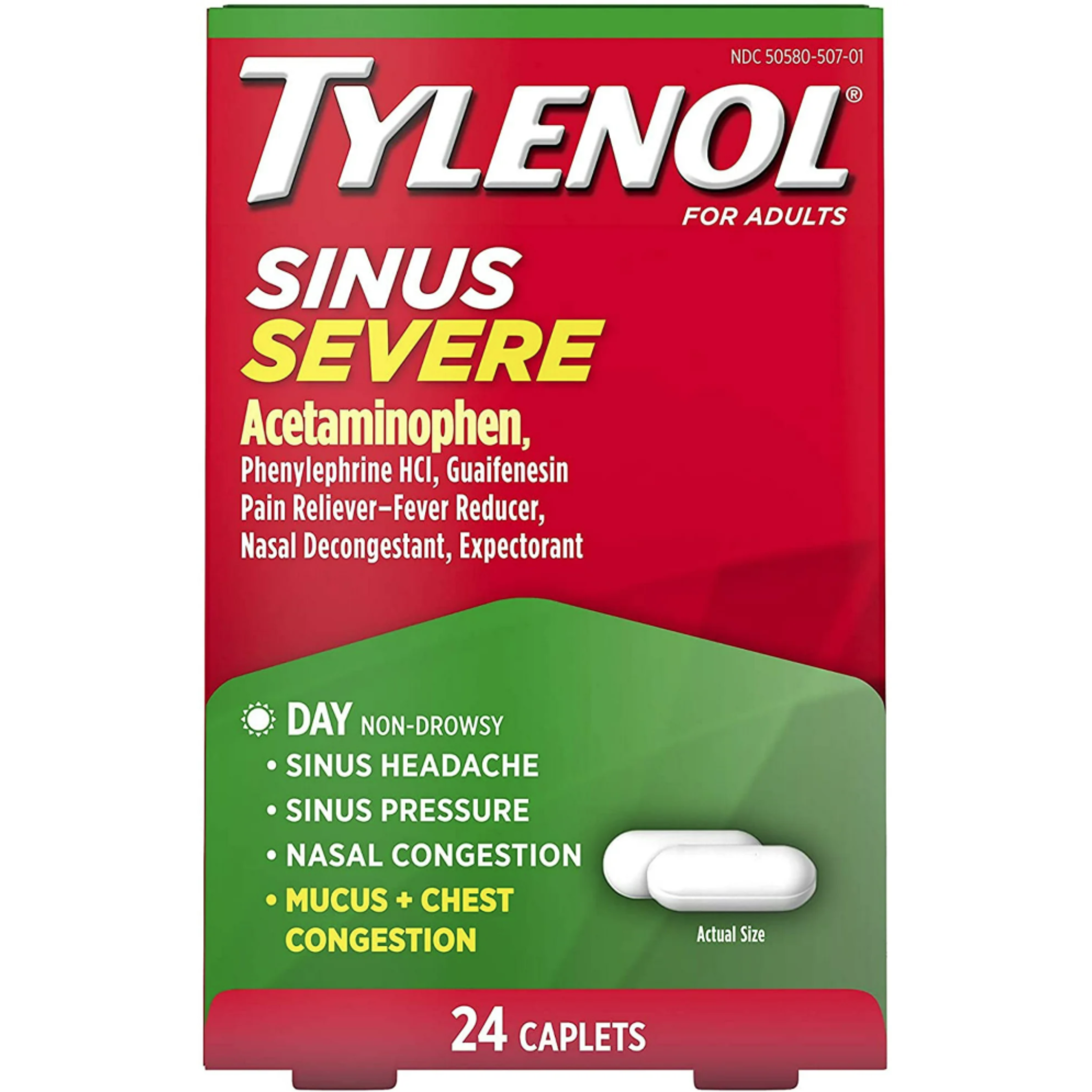 Tylenol Sinus, Daytime - Congestion & Pain Severe, 24 Caplets