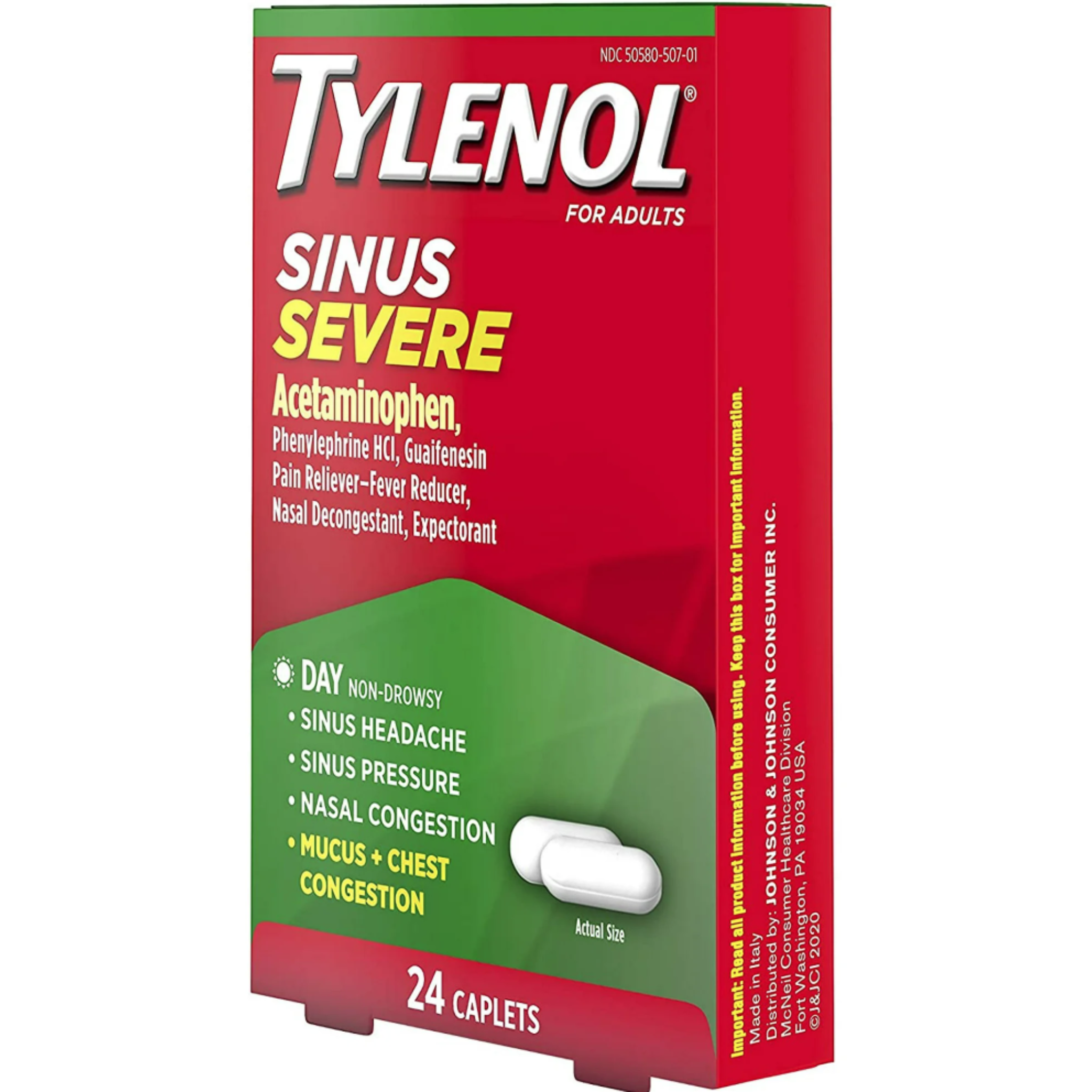 Tylenol Sinus, Daytime - Congestion & Pain Severe, 24 Caplets