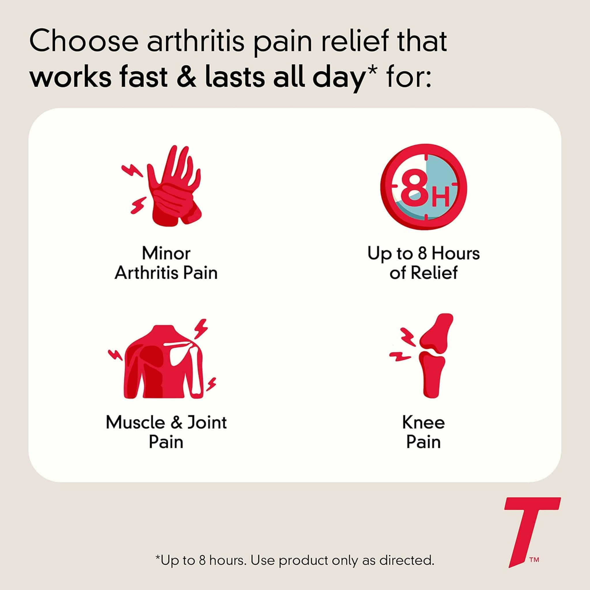 Tylenol, 8 Hour Arthritis Pain Tablets, Extended-Release Acetaminophen for Joint Support and Mobility Relief, 100 Count