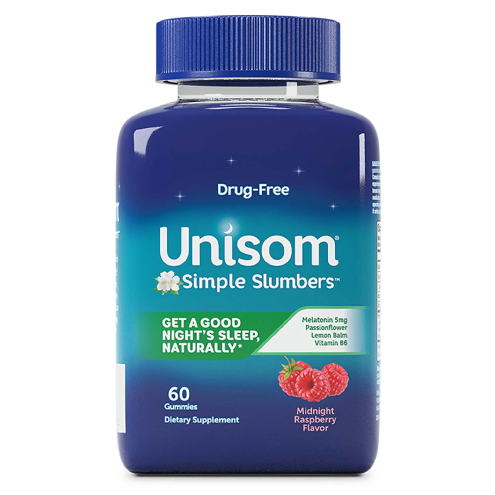 Unisom, Simple Midnight Raspberry Slumbers Gummies, Relaxing Sleep Aid with Melatonin, 60 Count