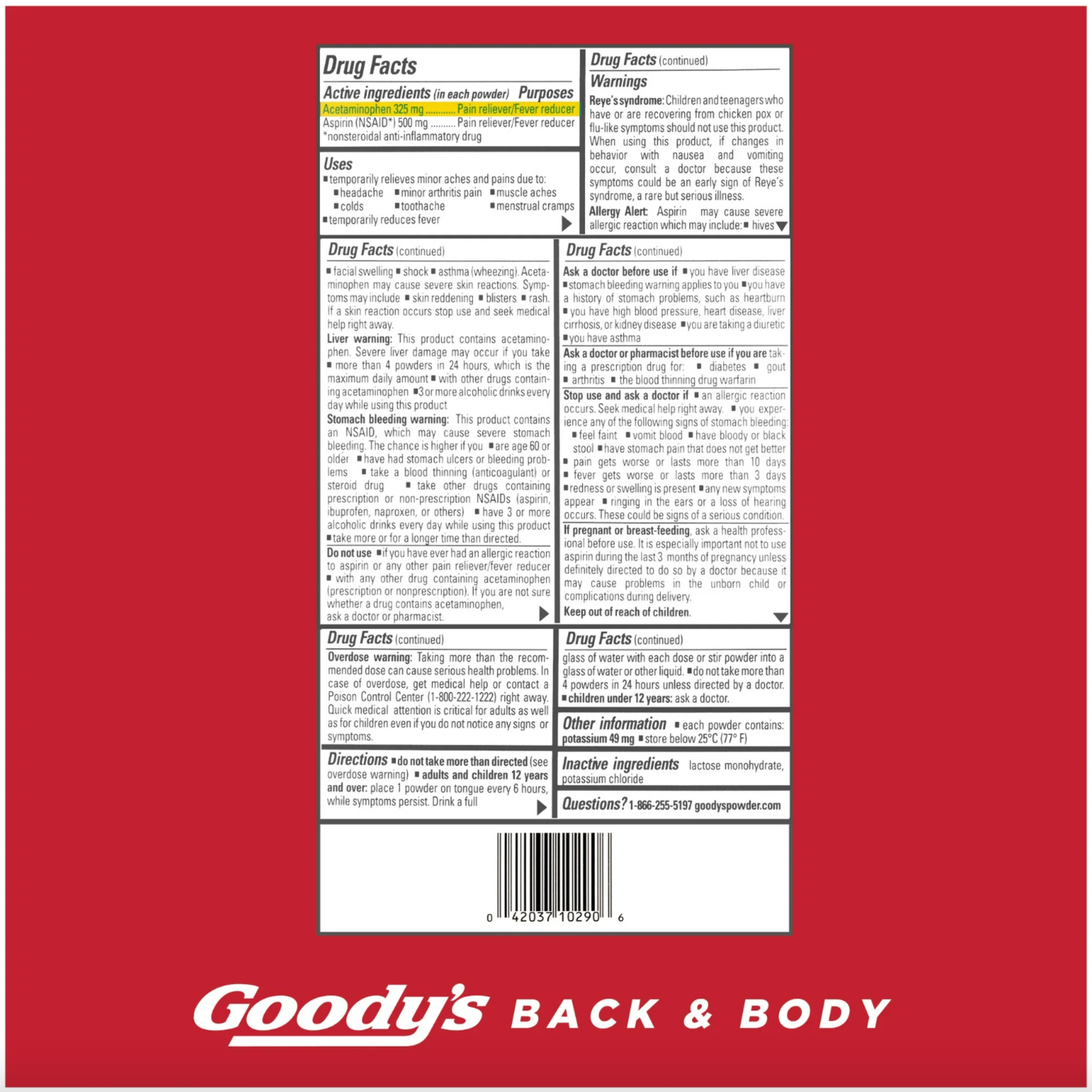 Goody's Back and Body Pain Relief Powder, 24 ct