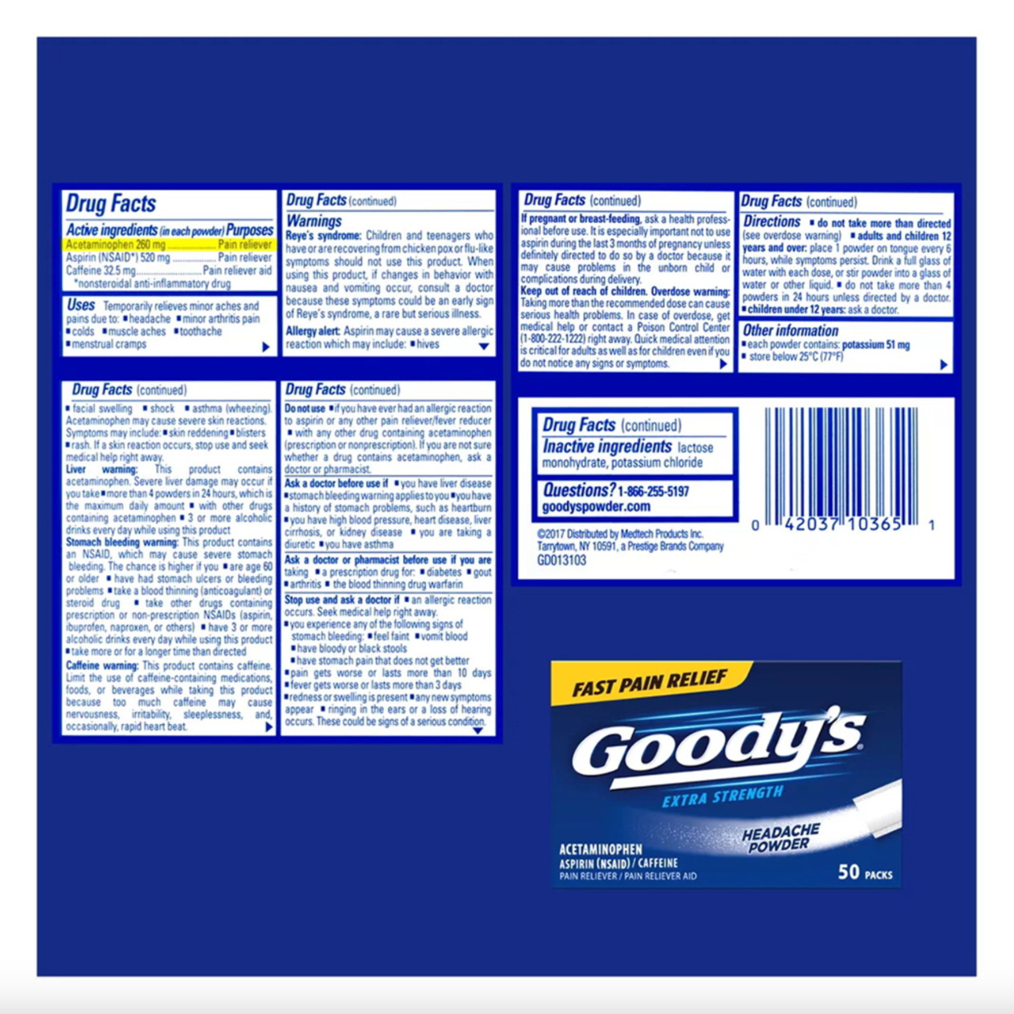 Goody's Pain Relief Powders, Extra Strength Headache Powder, 50 ct - Pharmaful
