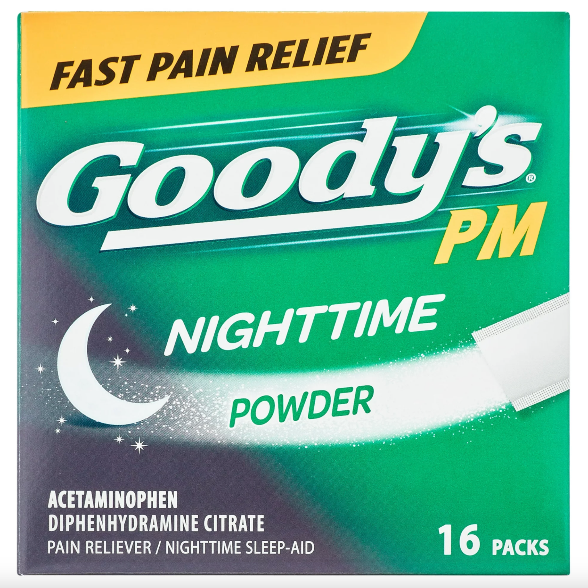 Goody's PM For Pain with Sleeplessness Nighttime Powder, Sleep Support, 16 Powder Sticks