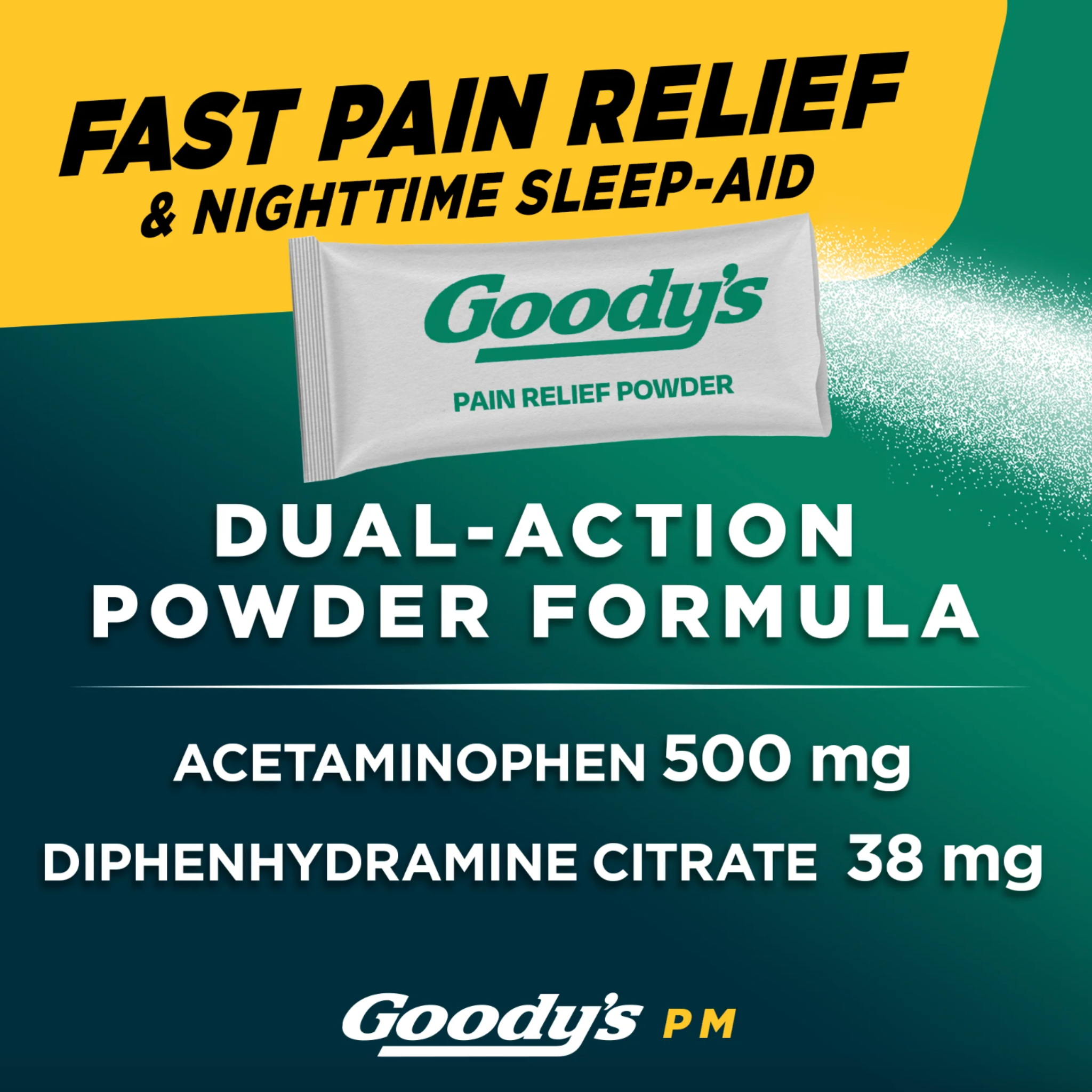 Goody's PM For Pain with Sleeplessness Nighttime Powder, Sleep Support, 16 Powder Sticks