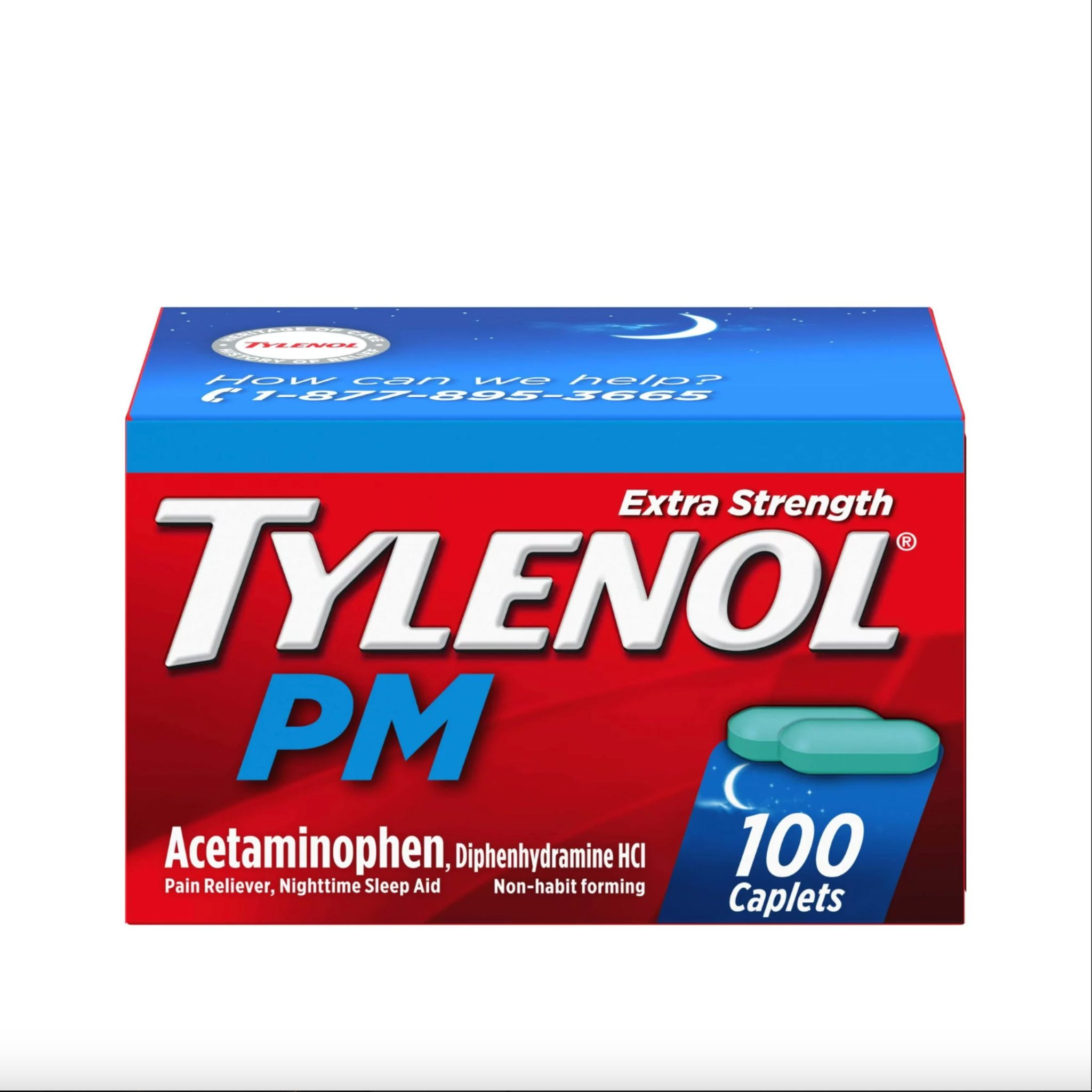 Tylenol PM Extra Strength Pain Reliever & Sleep Aid Caplets, 100 Ct