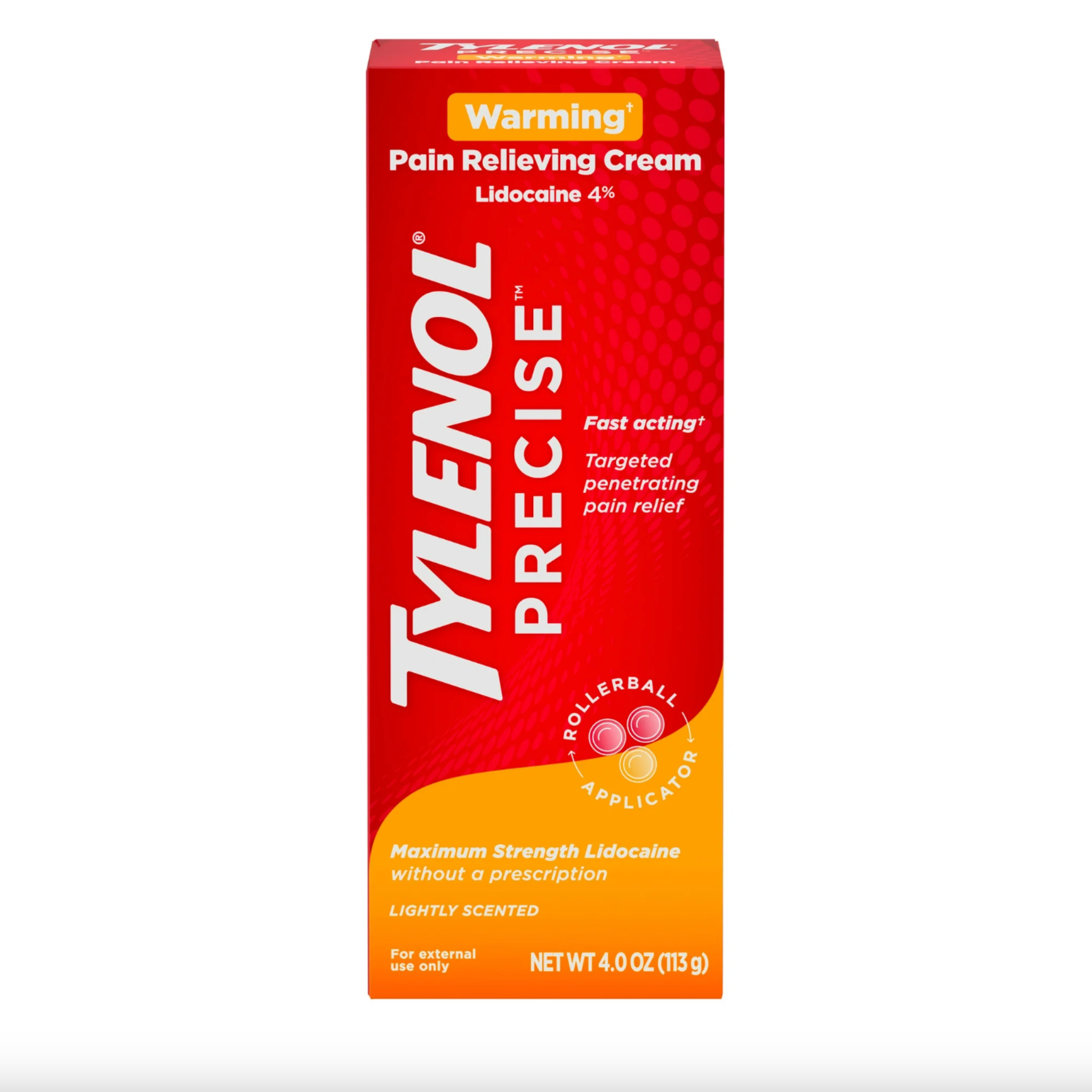 Tylenol Precise Warming Pain Relief Lidocaine Cream, Light Scent, 4 oz - Pharmaful