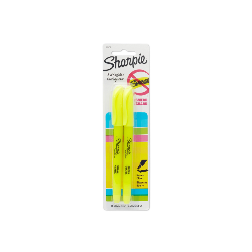 Sharpie 27162PP Pocket-Style Highlighters, Fluorescent Yellow Color, 1-Pack of 2