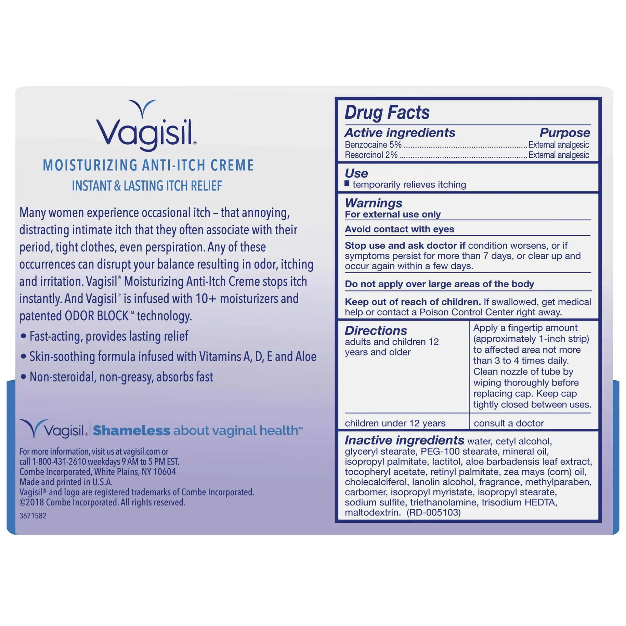Vagisil Regular Strength Moisturizing Anti-Itch Cream, 1.0 oz