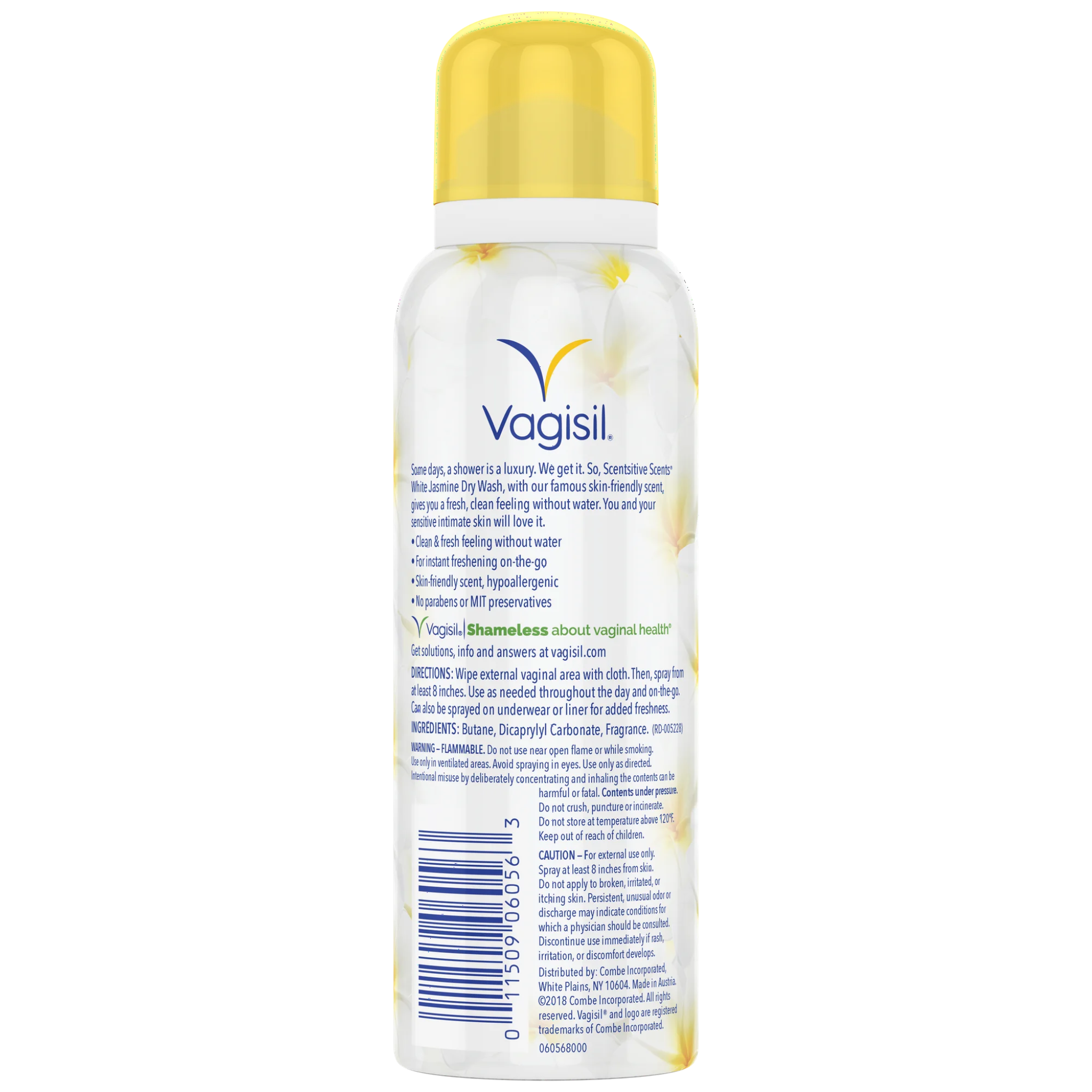 Vagisil Sensitive Scents Dry Wash Spray, White Jasmine, 2.6 oz