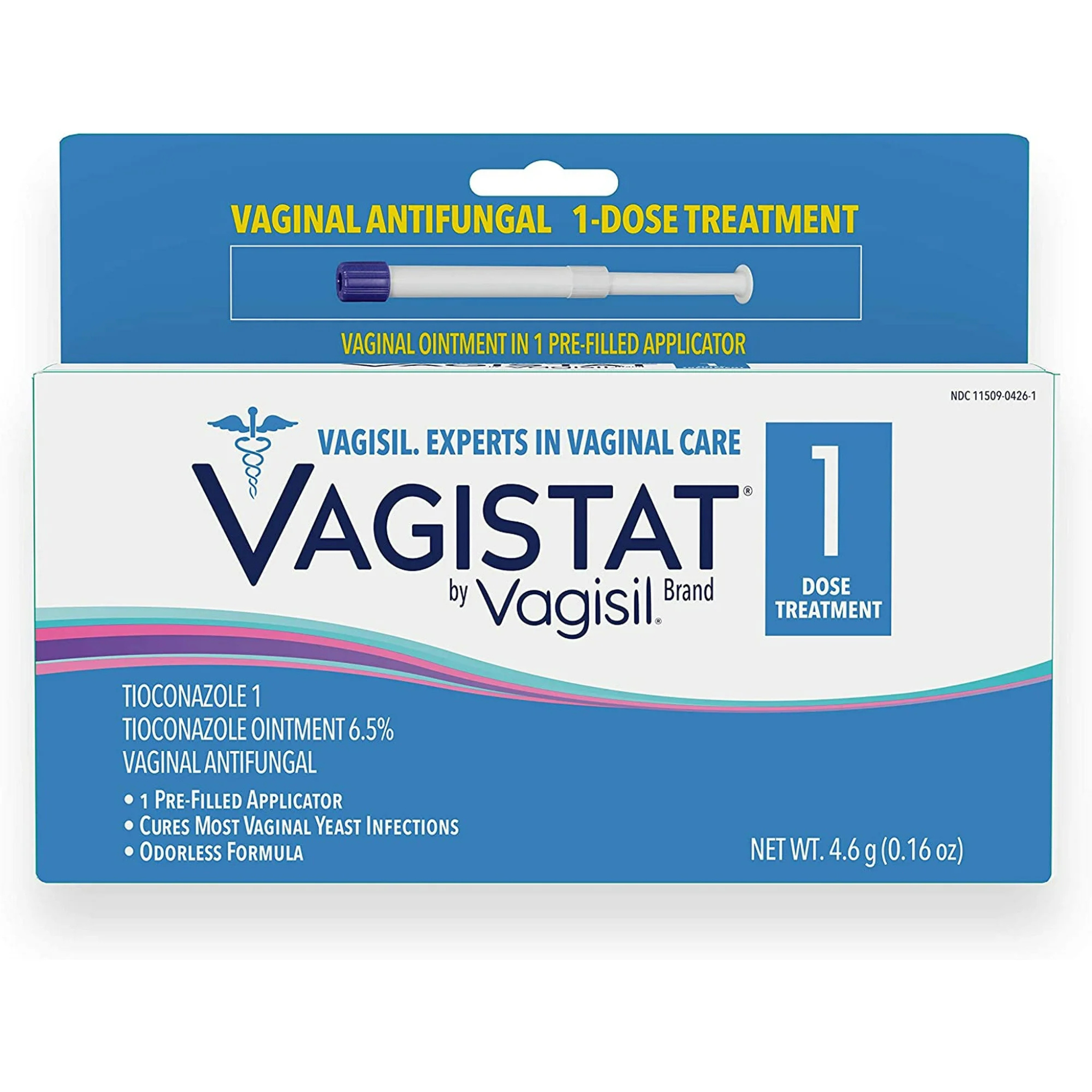 Vagistat 1 Day Single-Dose Yeast Infection Treatment for Women, Antifungal Ointment Helps Relieve External Itching and Irritation, 1 Pre-Filled No Touch Vaginal Applicator, by Vagisil