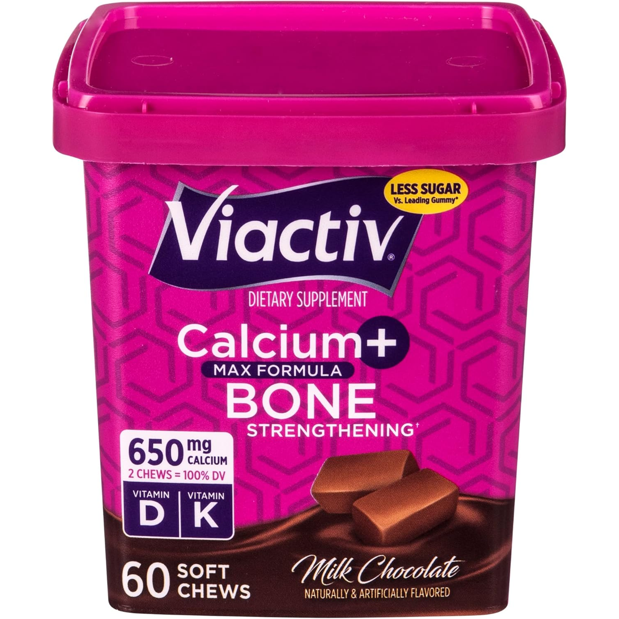 Viactiv, Calcium + Vitamin D3 Supplement Soft Chews, Milk Chocolate Flavor for Bone Health, 60 Chews