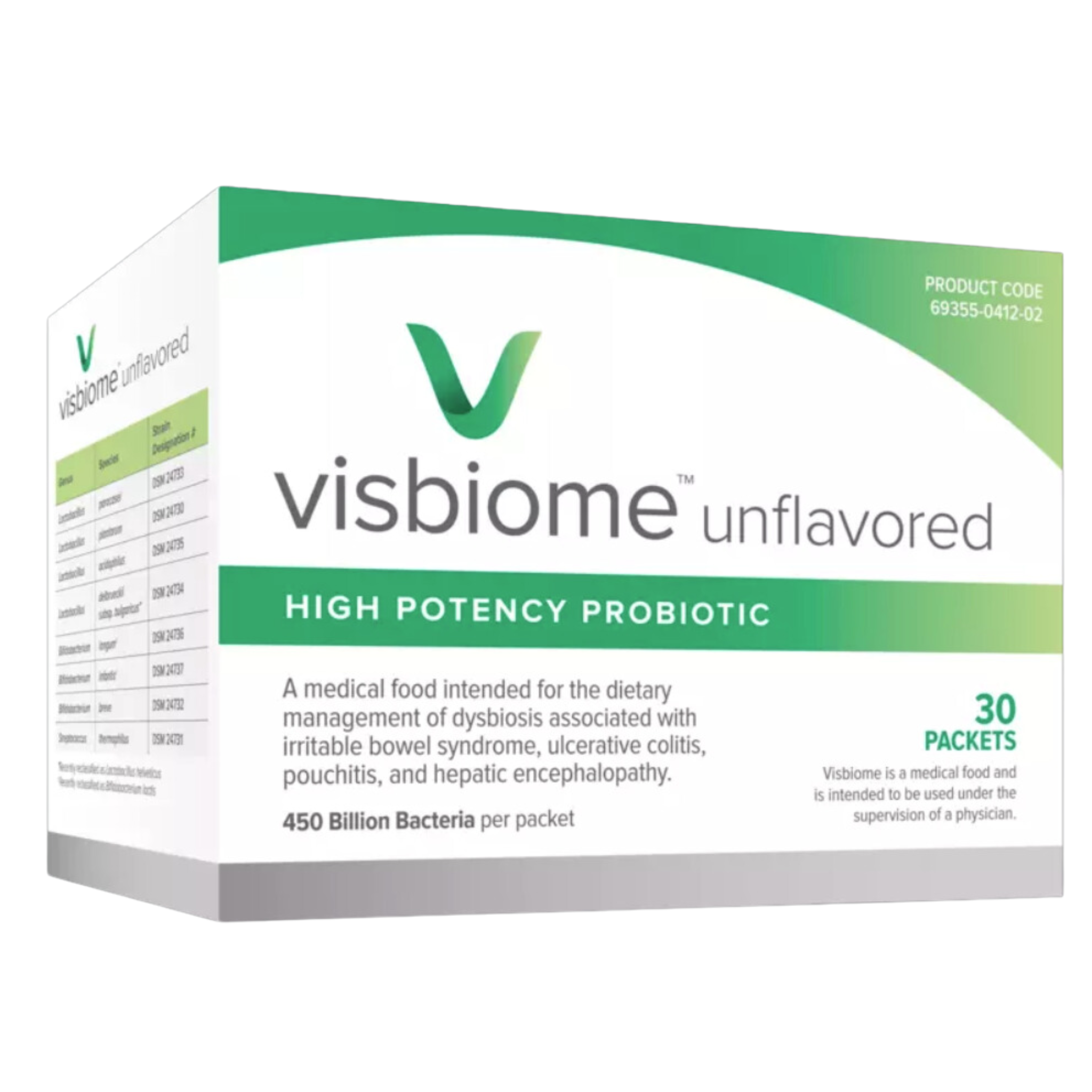 Visbiome - High Potency Probiotic 450 Billion Strength - 30 Packets Unflavored Powder