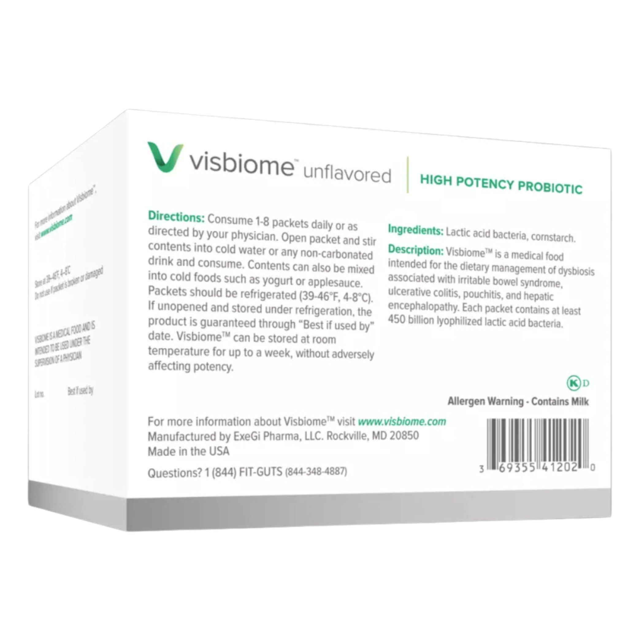 Visbiome - High Potency Probiotic 450 Billion Strength - 30 Packets Unflavored Powder