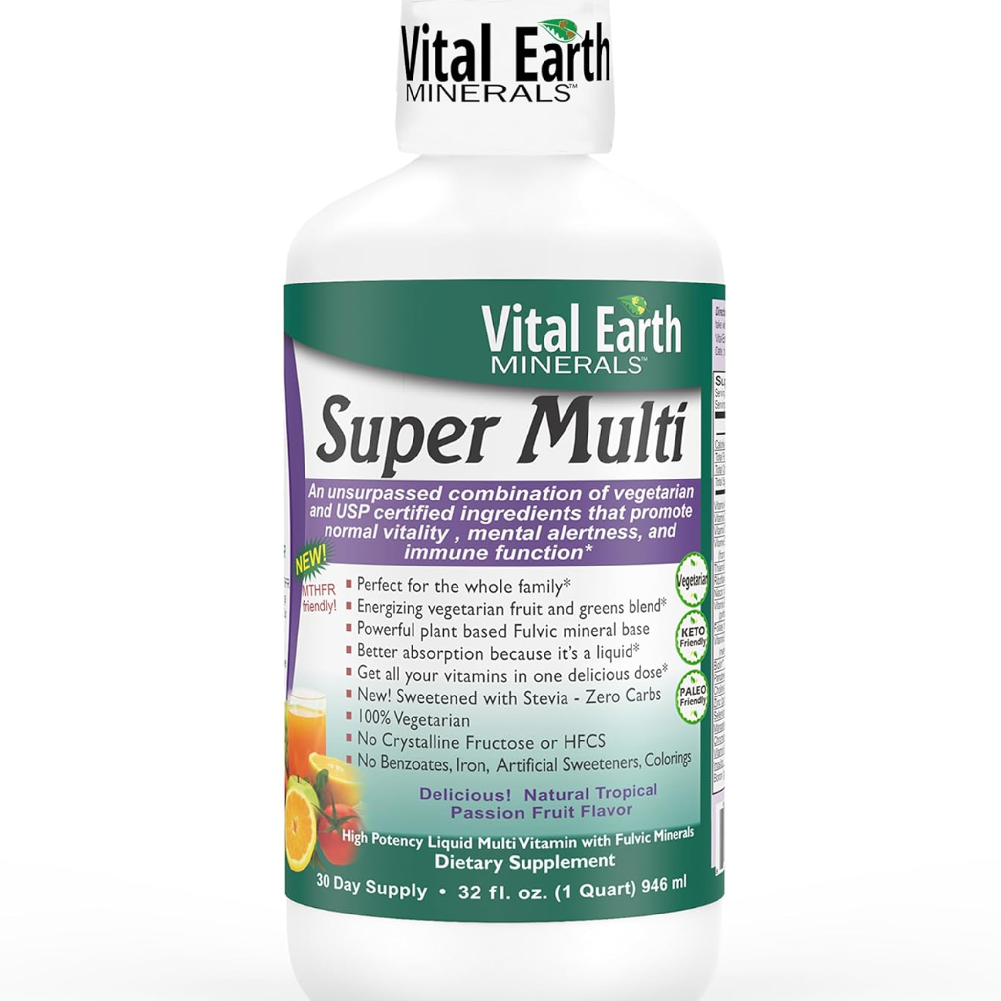 Vital Earth Minerals, Super Multi Liquid Multivitamins, With Fulvic Acid for Enhanced Absorption, MTHFR Support, 32 fl oz