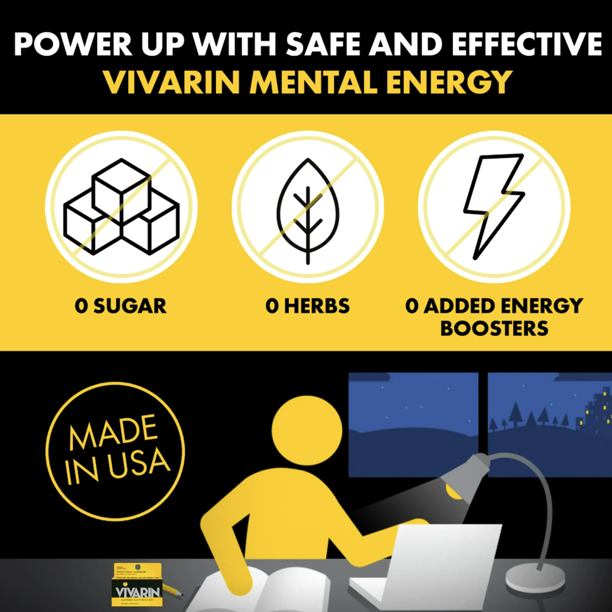 Vivarin Caffeine Pills Safe and Effective Energy Support Helps You Stay Awake, No Calories, 40 Ct - Pharmaful