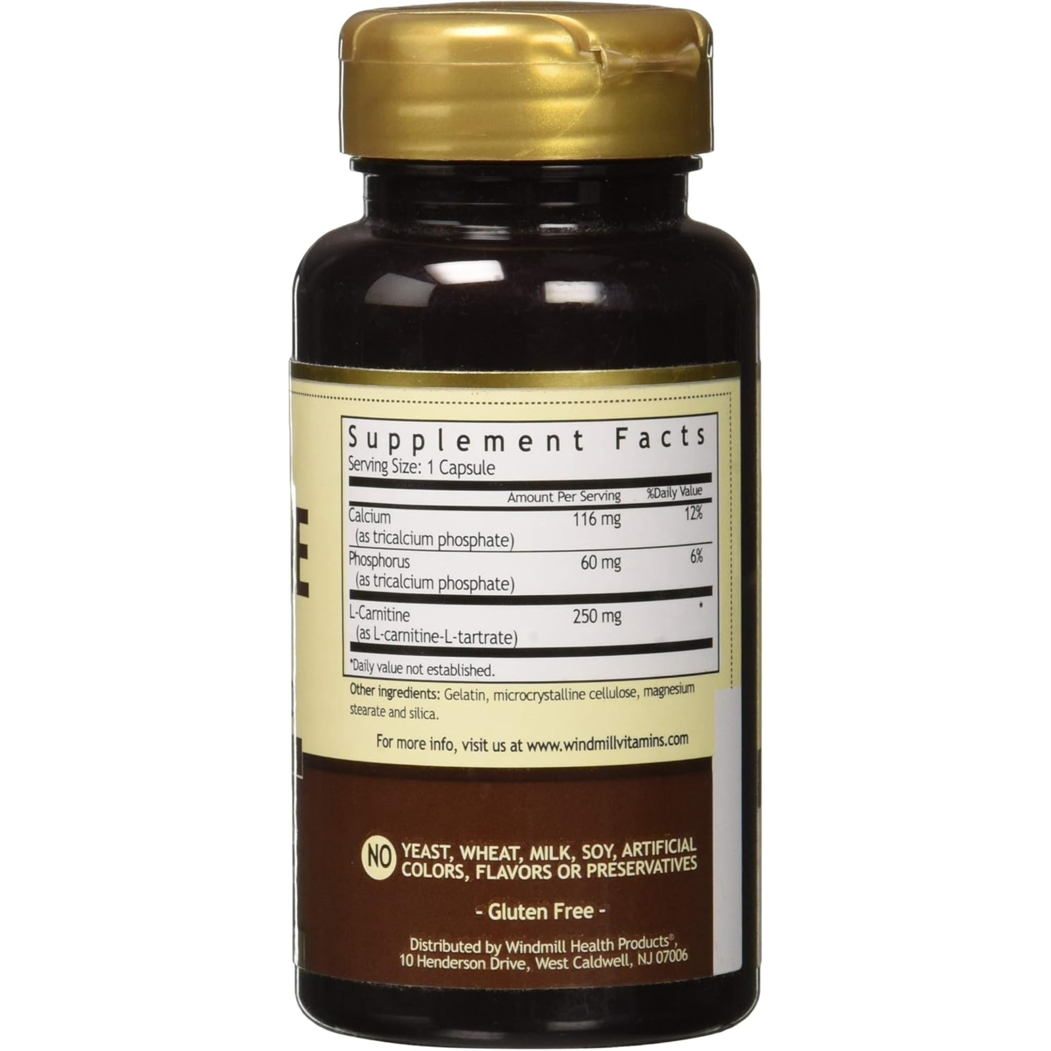 Windmill, L-Carnitine Capsules, 250mg, Supports Energy & Metabolism, 50 Count