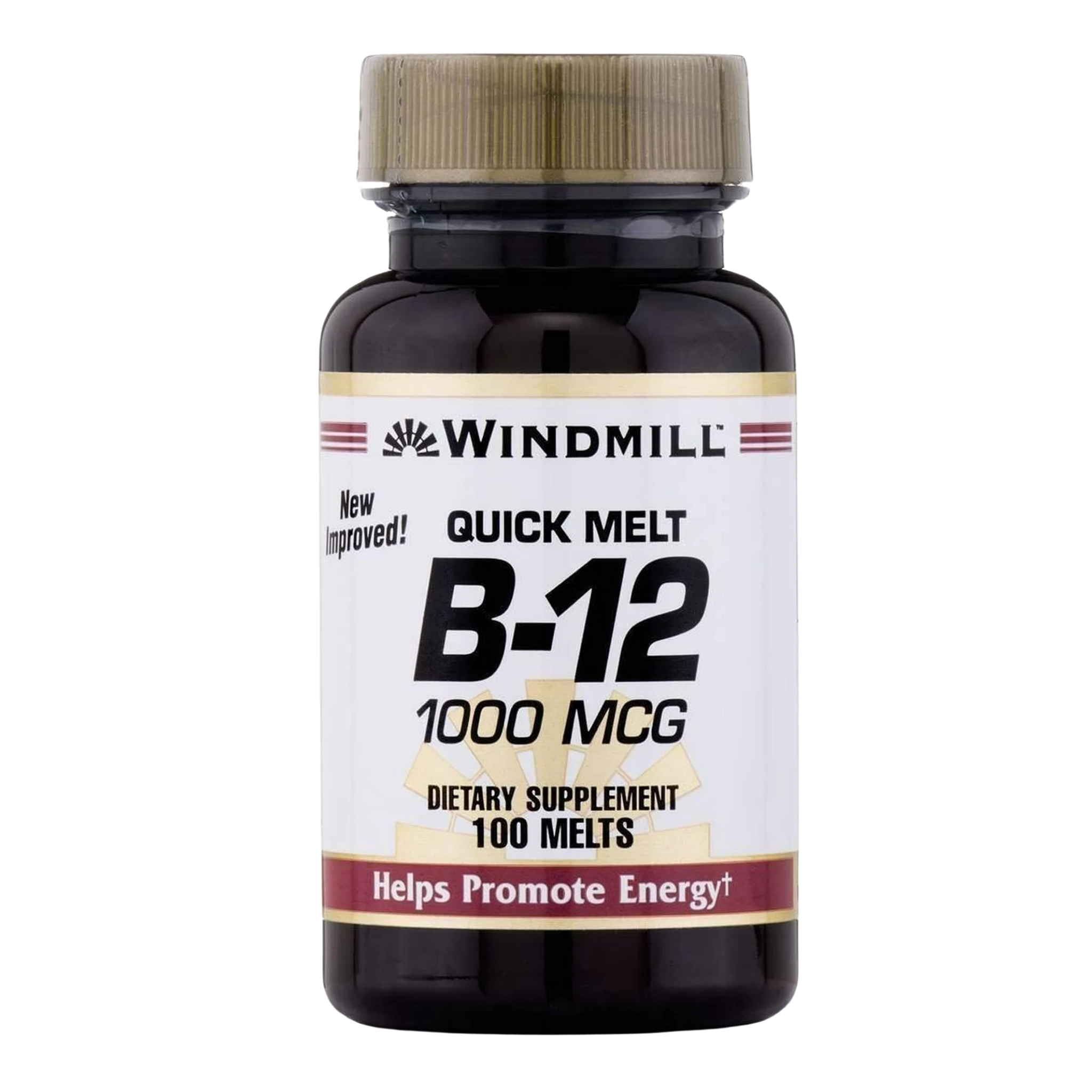 Windmill, Vitamin B-12 1000 mcg, Quick Melt Tablets, Fast Dissolve for Energy Support, 100 Count