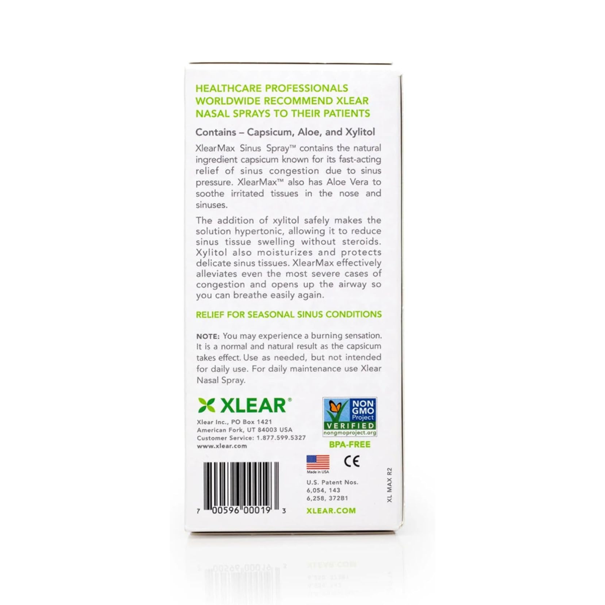 Xlear MAX Saline Nasal Spray, Natural Formula with Xylitol, Capsicum and Aloe, Nasal Decongestant for Sinus Pressure, Headache, Dry Nose for Kids and Adults, 1.5 fl oz