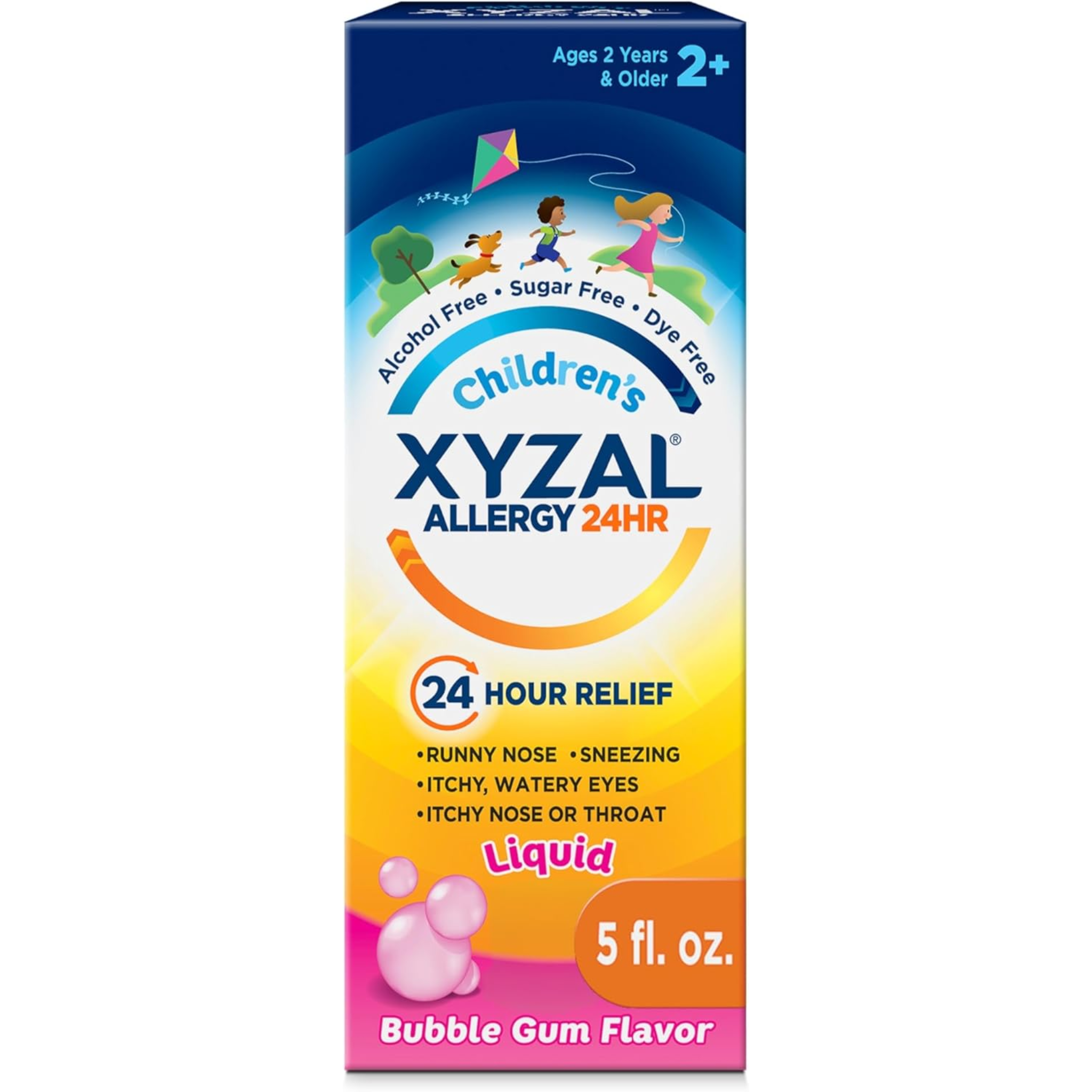 Xyzal, Children's 24 Hour Allergy Relief Medicine, Liquid Antihistamine with Levocetirizine, Bubble Gum Flavor, 5 fl oz