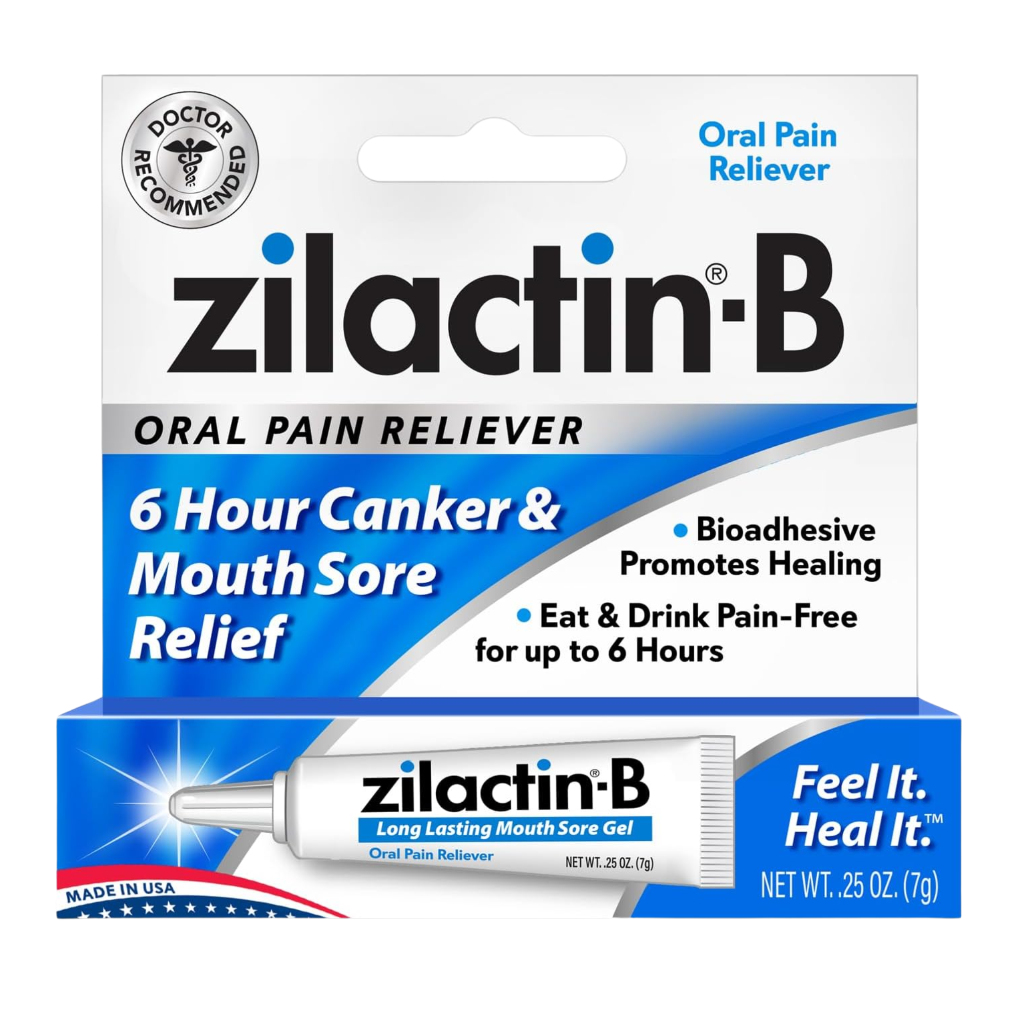 Zilactin-B, 6 Hour Canker & Mouth Sore Relief, Long-Lasting Protection and Comfort, 0.25 oz