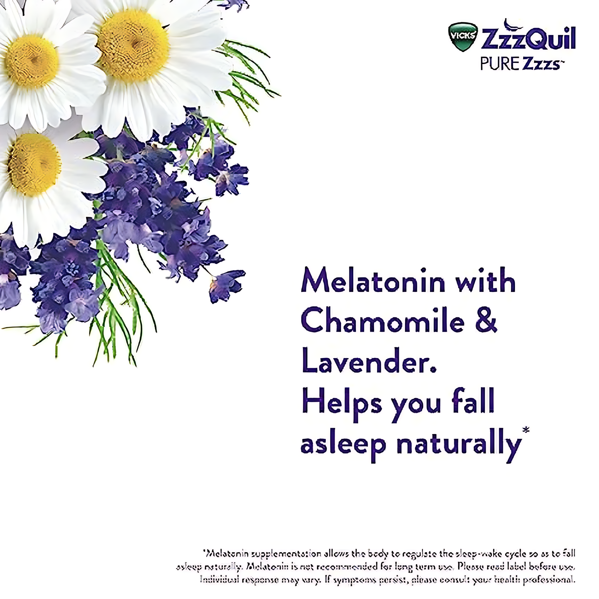 ZzzQuil PURE Zzzs, Melatonin Sleep Aid Gummies with Lavender, Valerian Root and Chamomile, Natural Wildberry Vanilla Flavor, Non-Habit Forming, Drug-Free, 24 Gummies