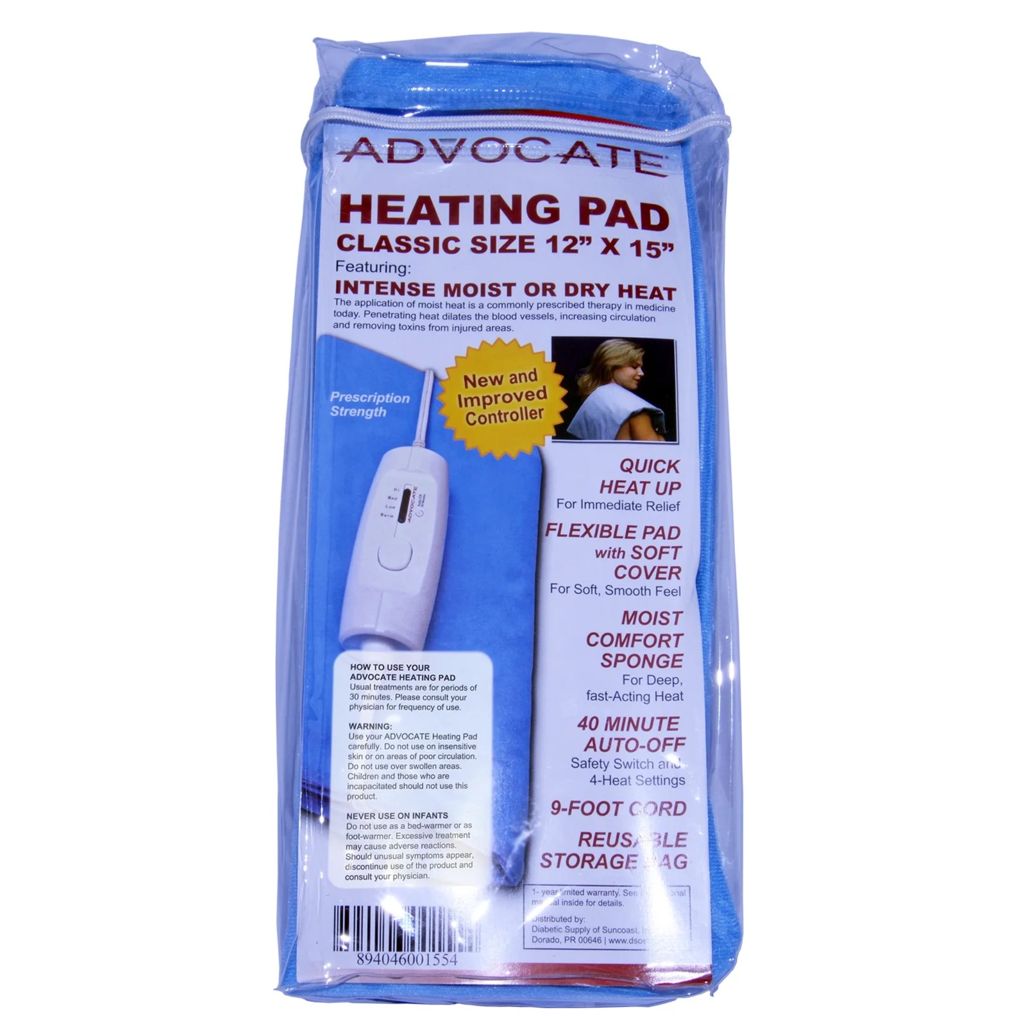 Advocate, Heating Pad, Classic Size 12" x 15", Soothing Heat Therapy for Pain Relief