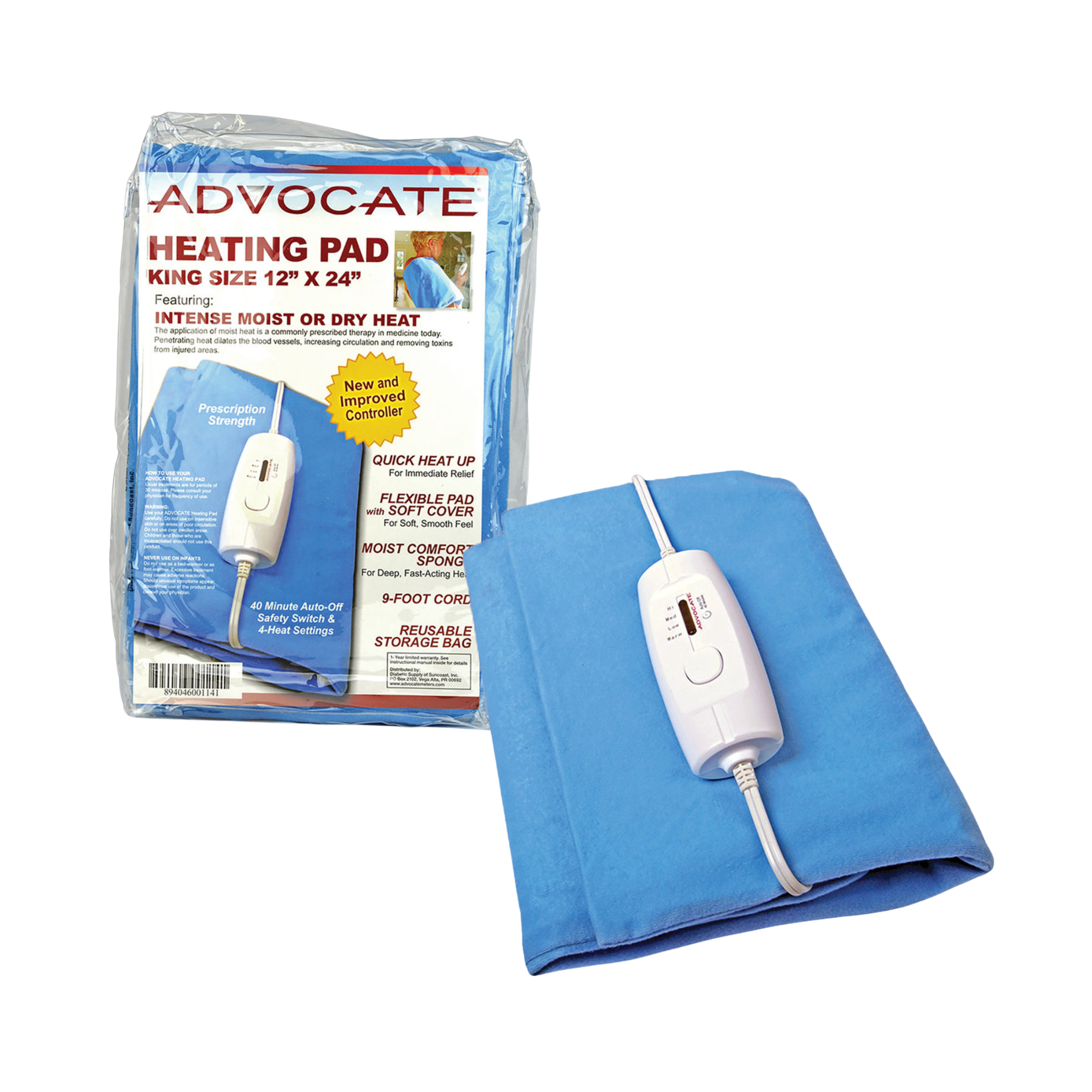 Advocate, Heating Pad, King Size 12" x 24", Full-Body Soothing Heat Therapy
