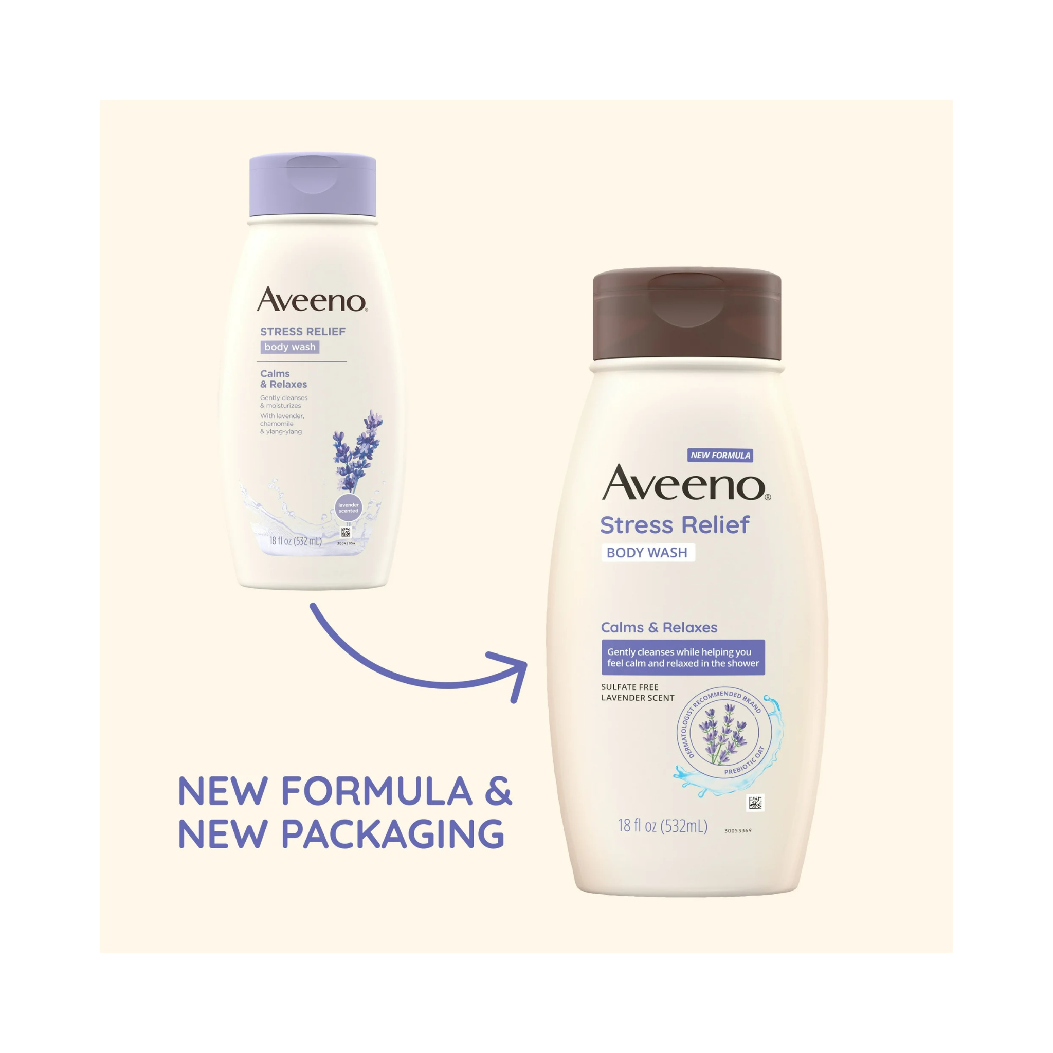 Aveeno®, Stress Relief Body Wash, Relaxing Oat and Lavender Scent for Calming Skin, 12 fl oz - Pharmaful