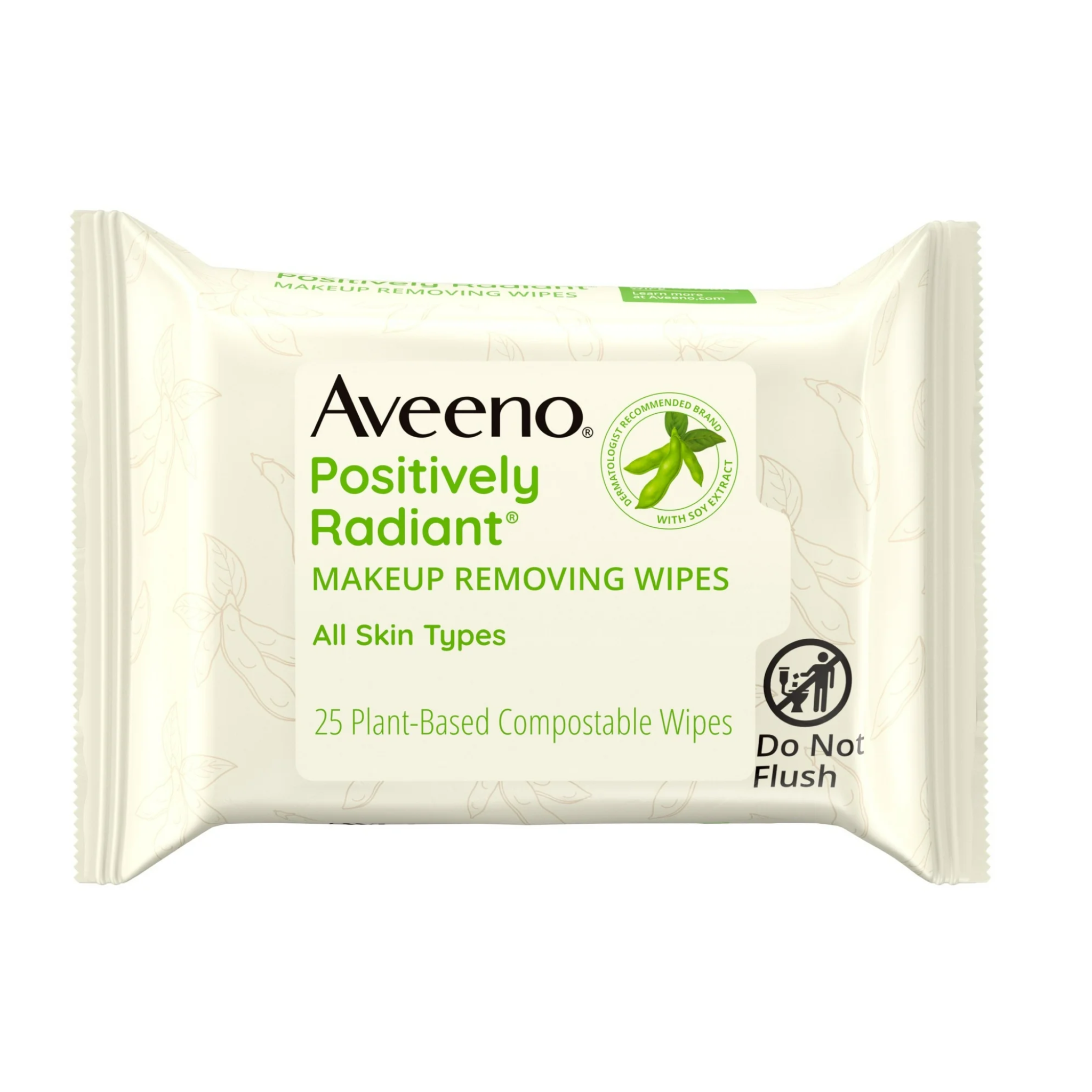 Aveeno, Positively Radiant Makeup Removing Wipes, Gentle Cleansing Wipes, 25 Ct
