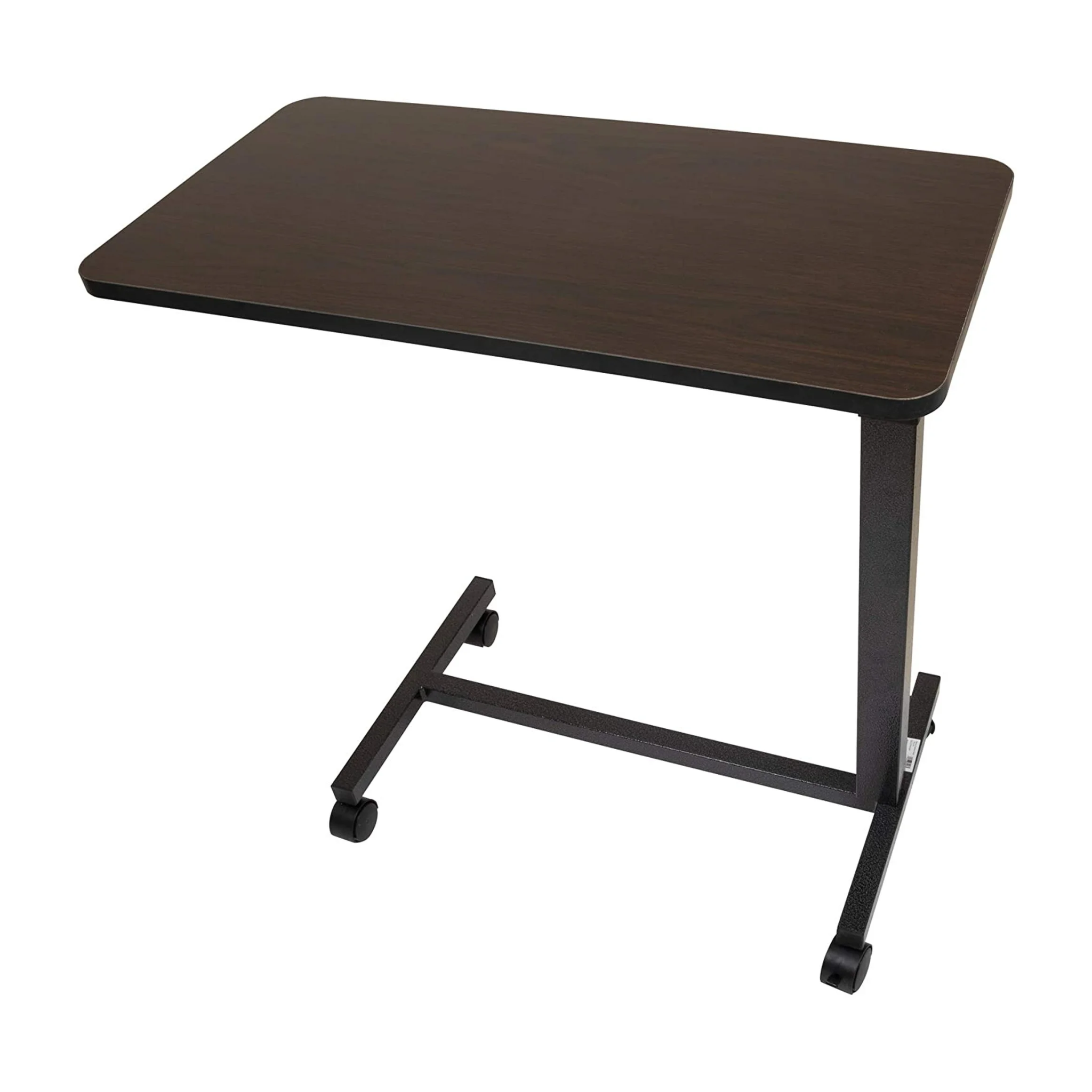Carex, Overbed Table with Adjustable Tray, Portable Laptop Stand with Wheels for Home Use, Brown