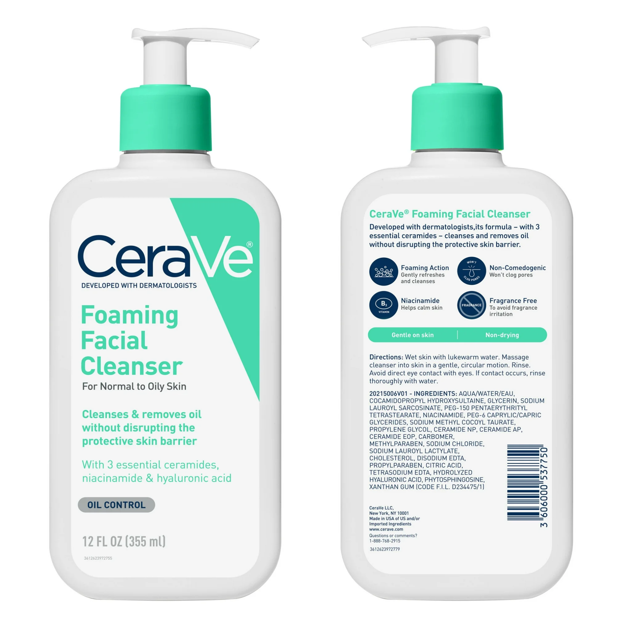 CeraVe, Foaming Facial Cleanser,  Oil-Controlling Daily Face Wash, 12 fl oz
