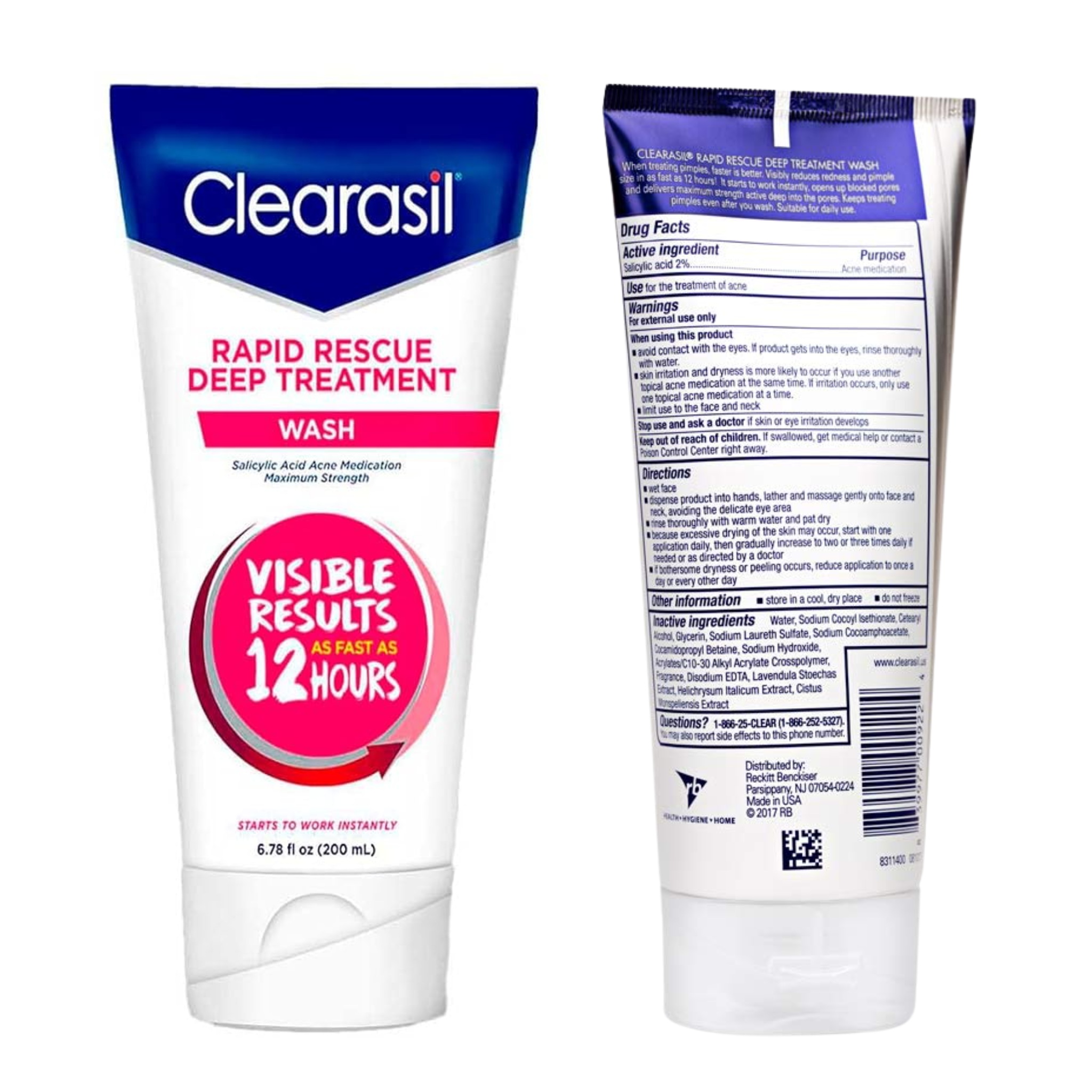 Clearasil, Rapid Rescue Deep Treatment Wash, Acne-Fighting Formula for Normal to Oily Skin, 6.78 fl oz
