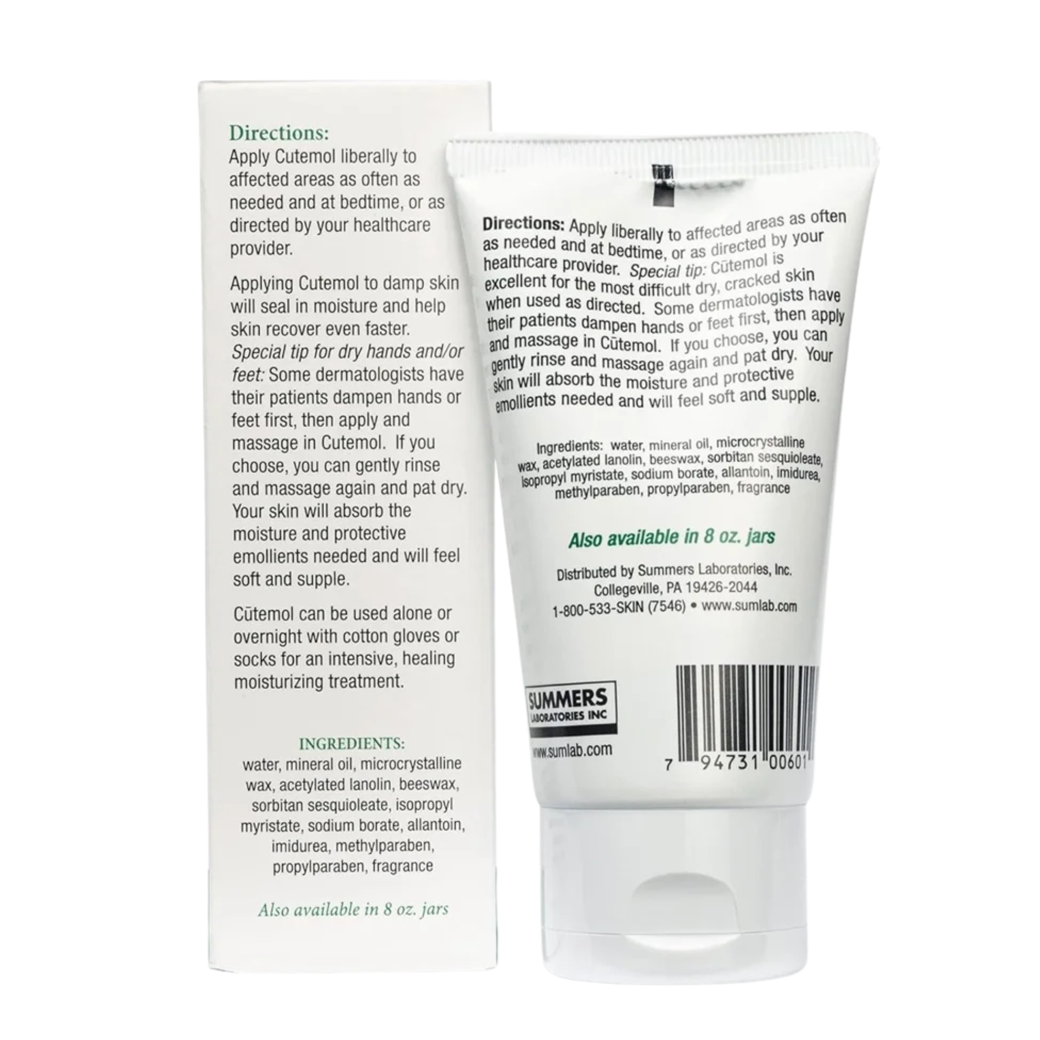 Cutemol, Emollient Skin Cream, Intense Hydration for Dry & Cracked Skin, 2 oz Jar - Pharmaful