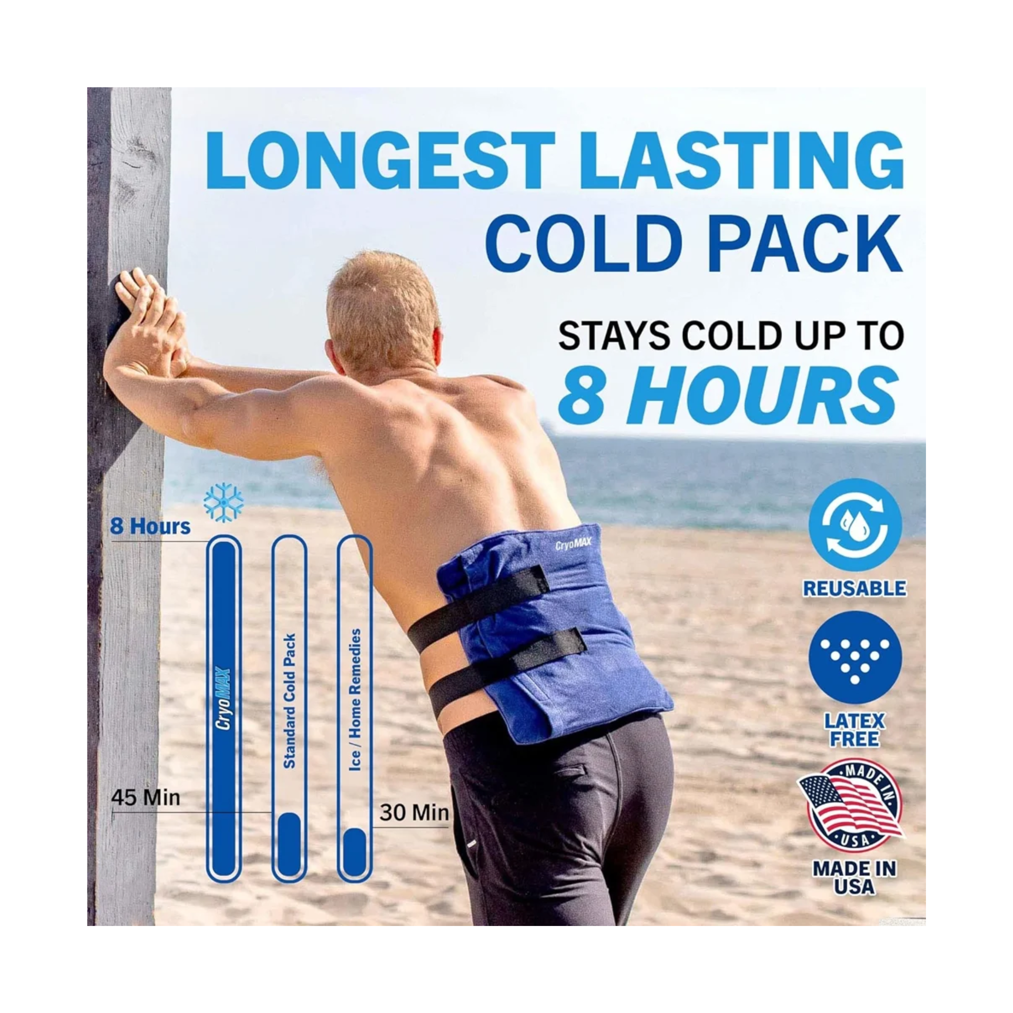 CryoMAX, Reusable Cold Pack, Long-Lasting 8-Hour Cold Therapy for Pain Relief, Large