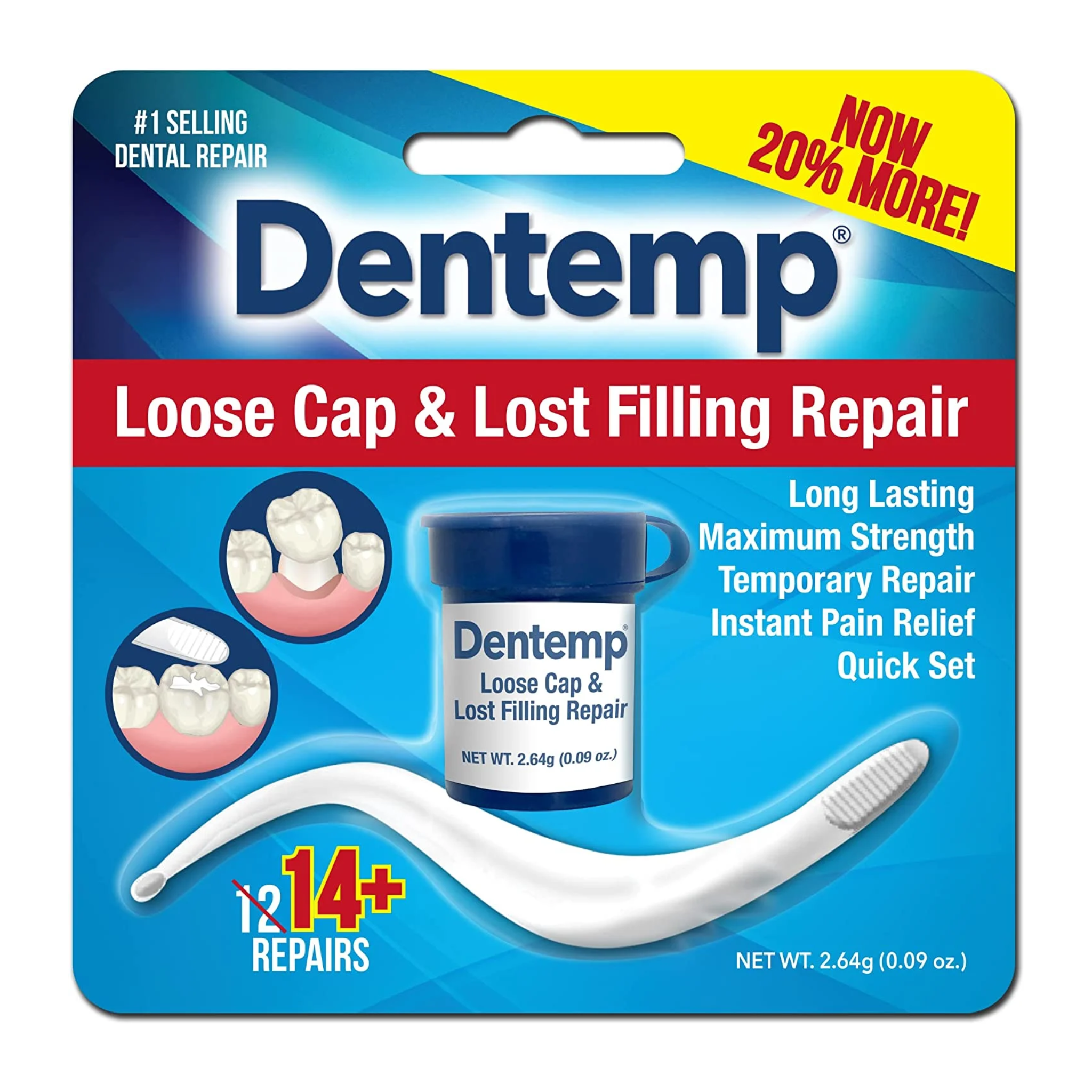 Dentemp, Maximum Strength Loose Cap & Lost Filling Repair, Temporary Dental Fix for 14+ Repairs