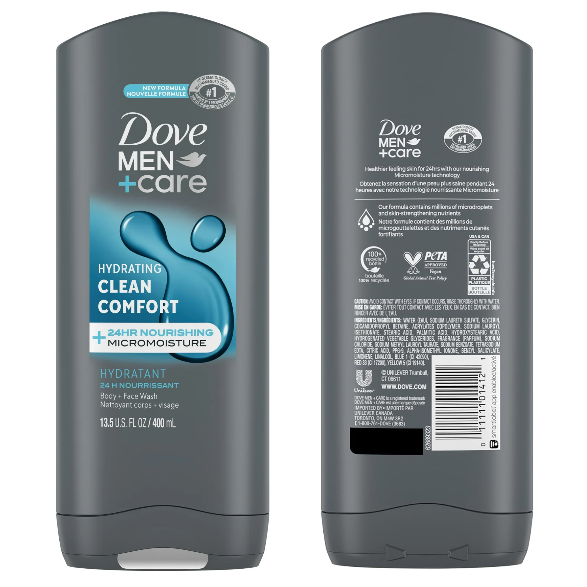 Dove Men+Care®, Clean Comfort Body and Face Wash, Refreshing and Hydrating Cleanser for All Skin Types, 13.5 fl oz - Pharmaful