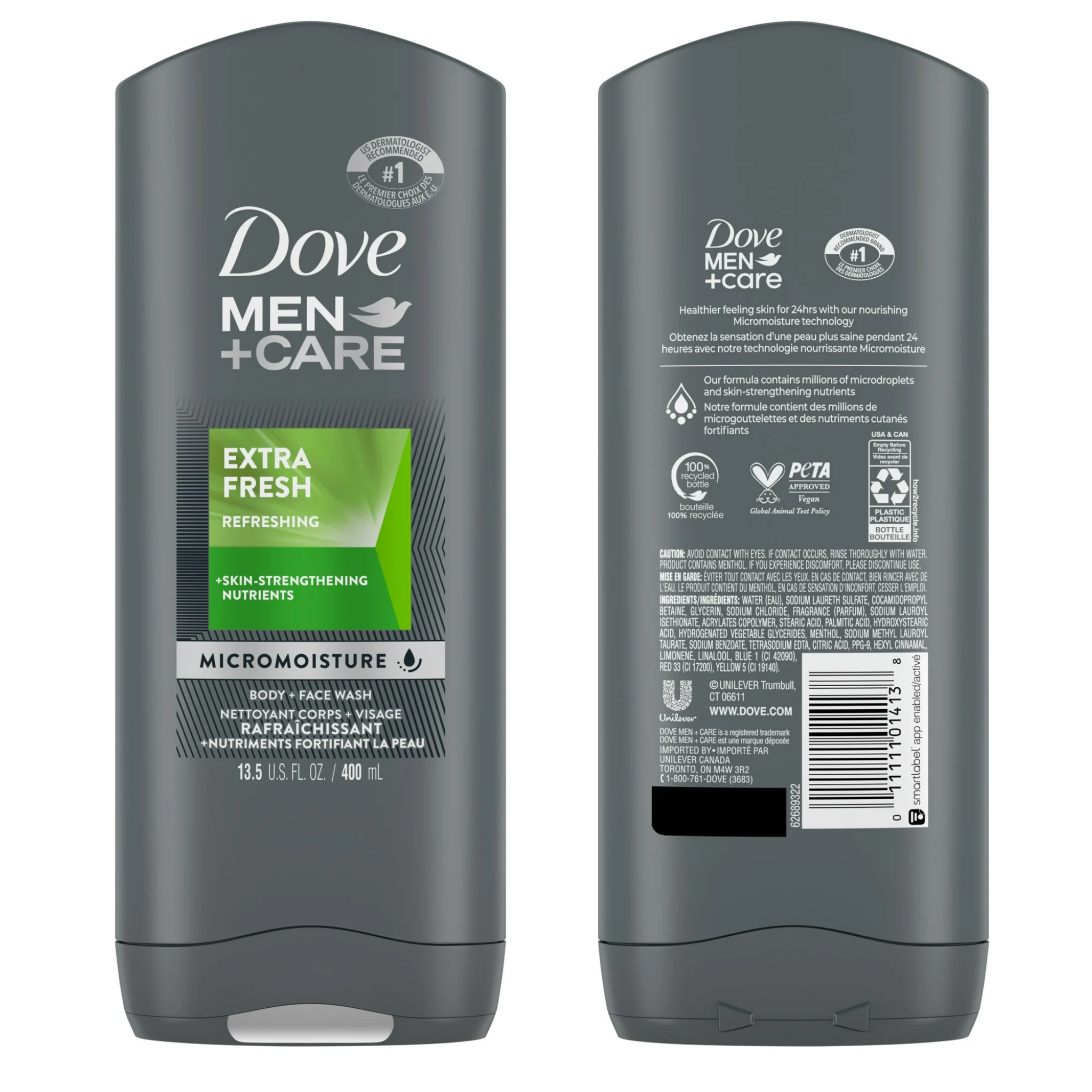 Dove Men+Care®, Refreshing Face & Body Wash, Hydrating Daily Cleanser for All Skin Types, 13.5 oz - Pharmaful