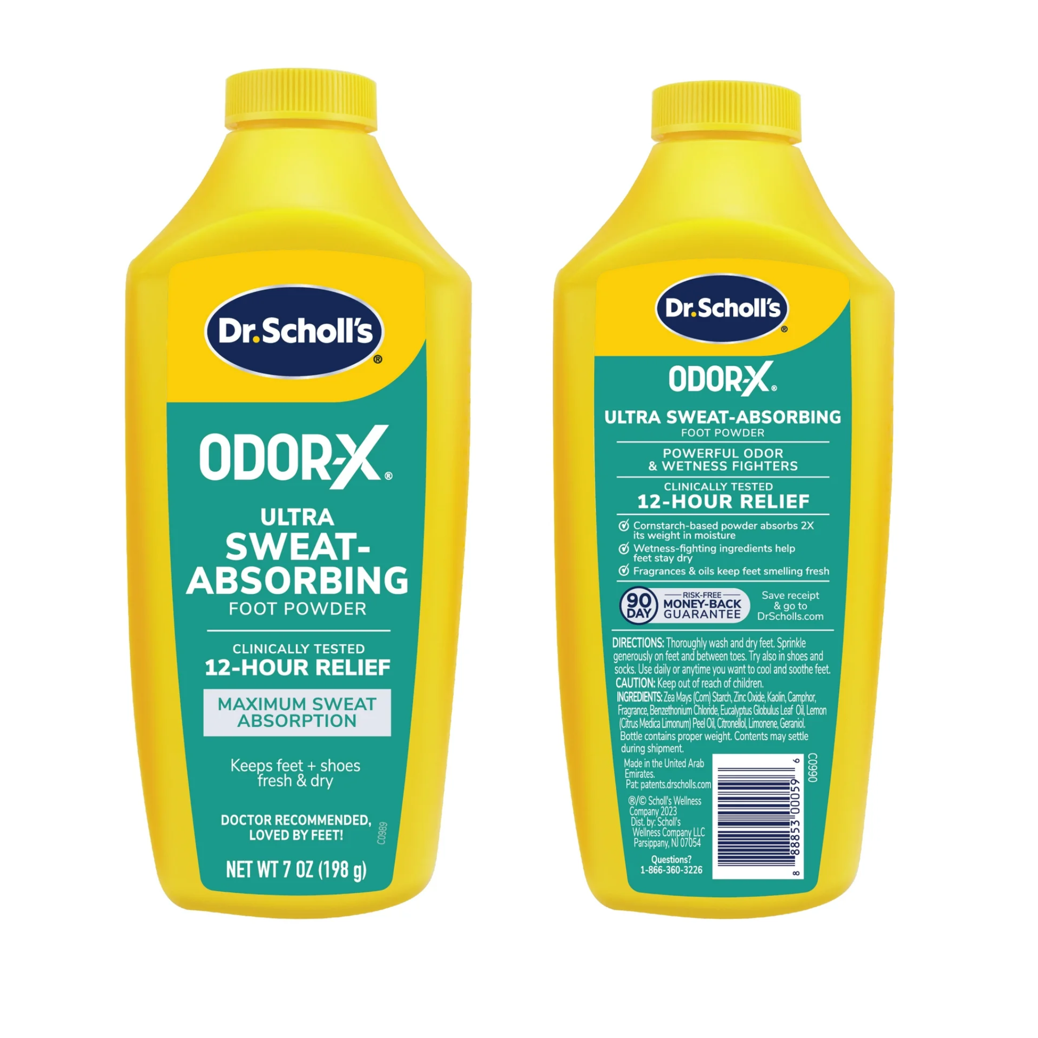Dr. Scholl’s, Odor-X Ultra Sweat-Absorbing Foot Powder, Unscented, Controls Moisture and Neutralizes Odors, 7 oz, 1 Count
