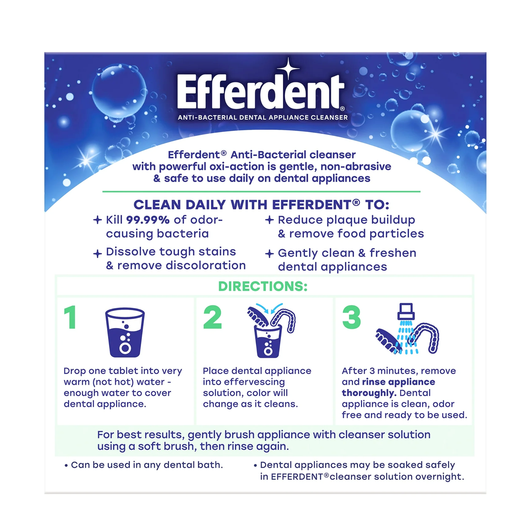 Efferdent, Retainer & Denture Cleaner Tablets, Minty Fresh & Clean Formula, 44 Count - Pharmaful