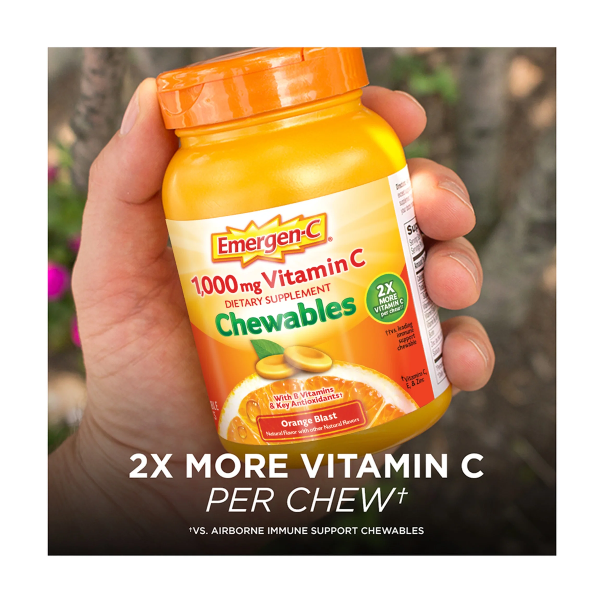 Emergen-C, Vitamin C Chewable Tablets, Immune Support Dietary Supplement, Orange Blast Flavor, 40 Ct