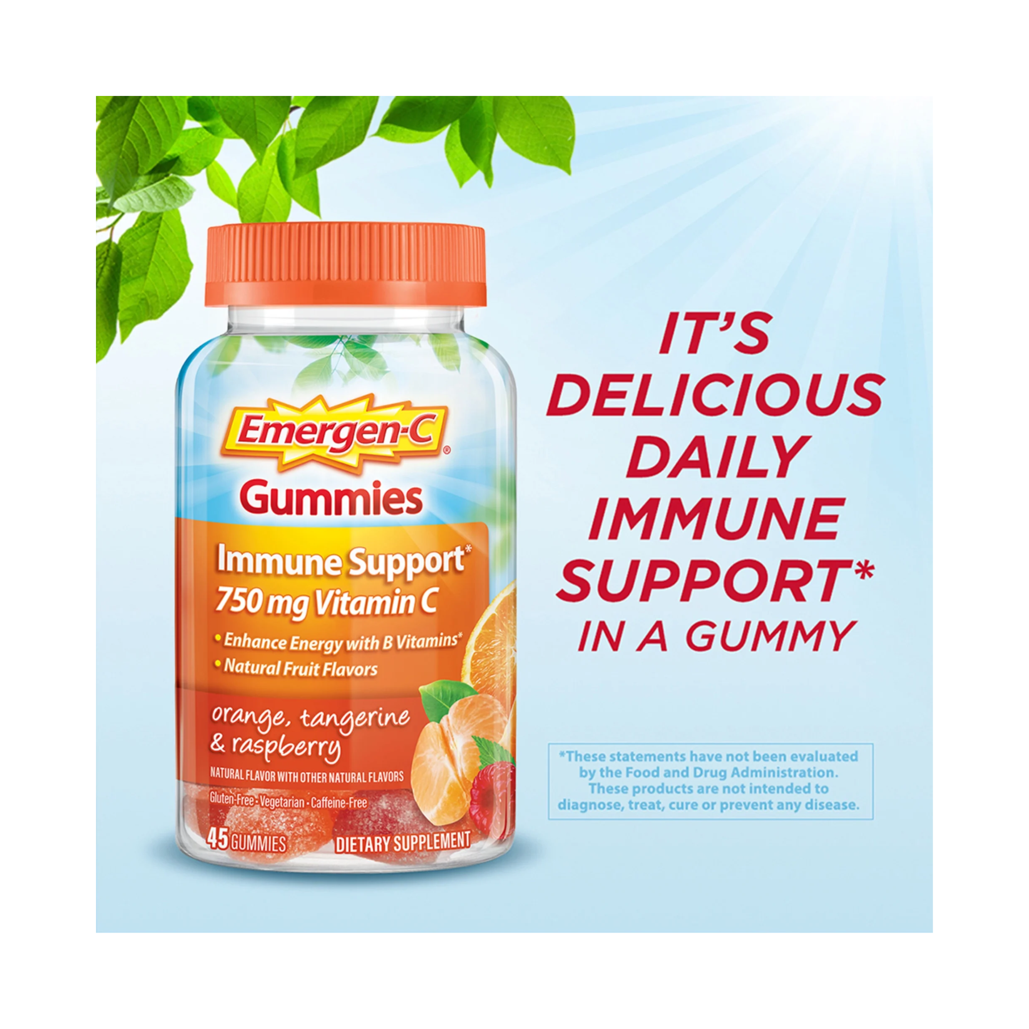 Emergen-C, Vitamin C Gummies, Immune Support Dietary Supplement, Assorted Fruit Flavors, 45 Ct