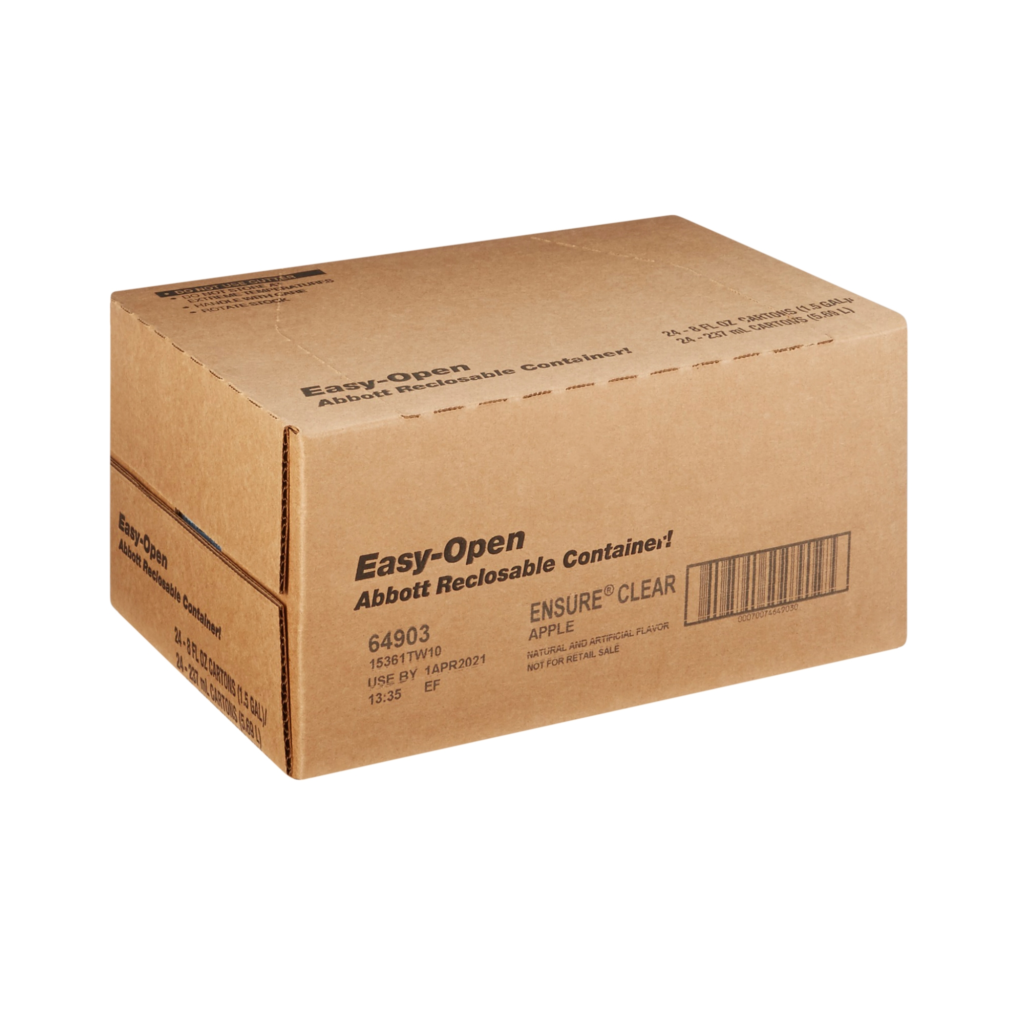 Ensure, Clear Therapeutic Nutritional Drink, Fat-Free with Essential Nutrients & 8g Protein, Apple Flavor, 8 fl oz, 24 Pack