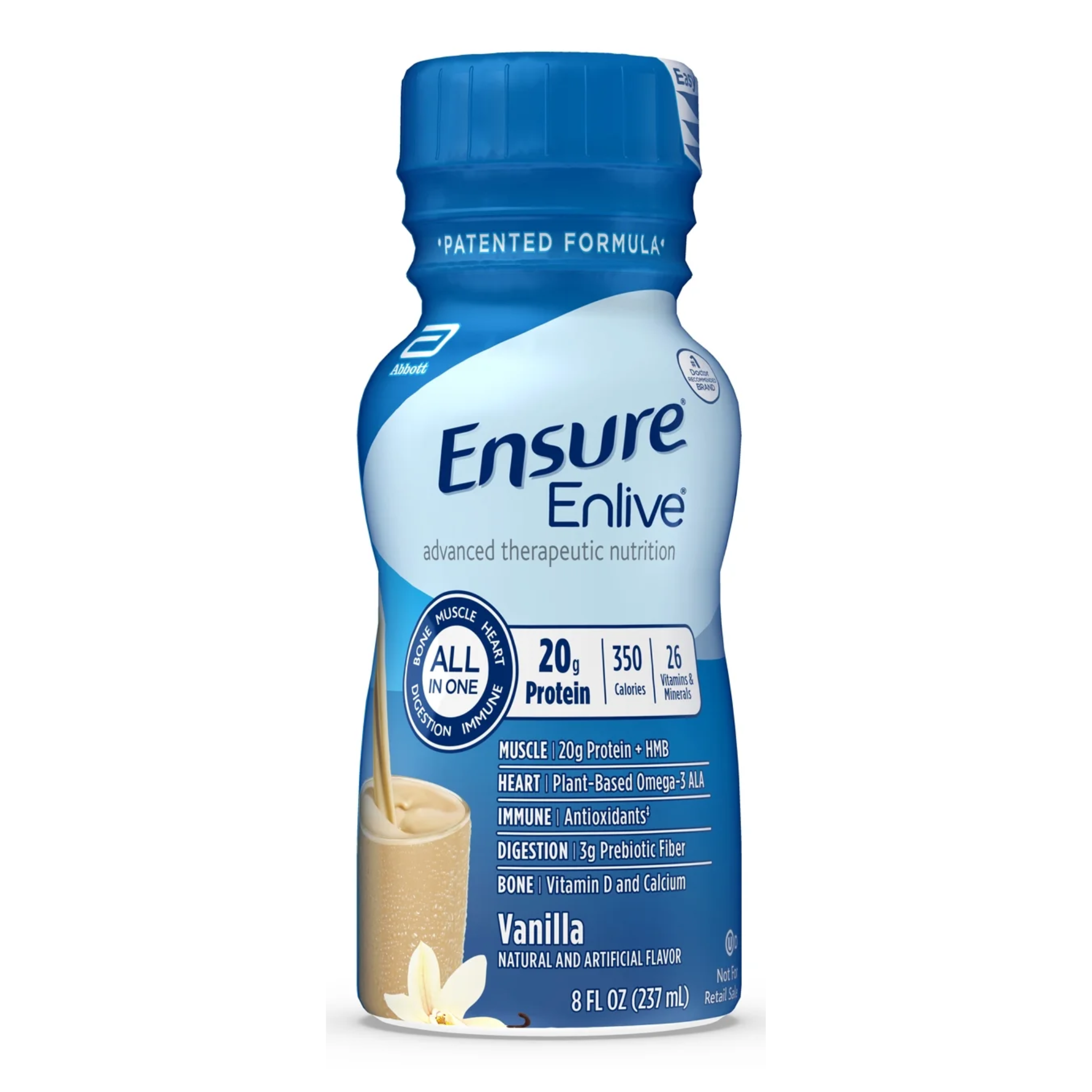 Ensure, Enlive Advanced Nutrition Shake, 20g High-Quality Protein, Meal Replacement, Vanilla, 8 fl oz, 24 Pack