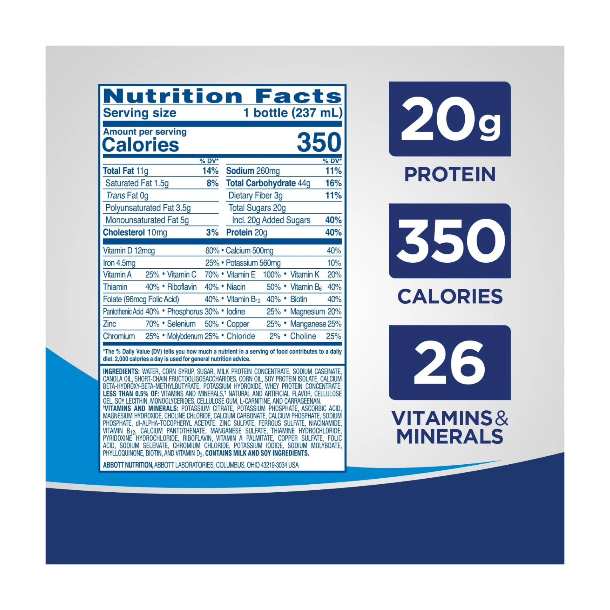 Ensure, Enlive Advanced Nutrition Shake, 20g High-Quality Protein, Meal Replacement, Vanilla, 8 fl oz, 24 Pack